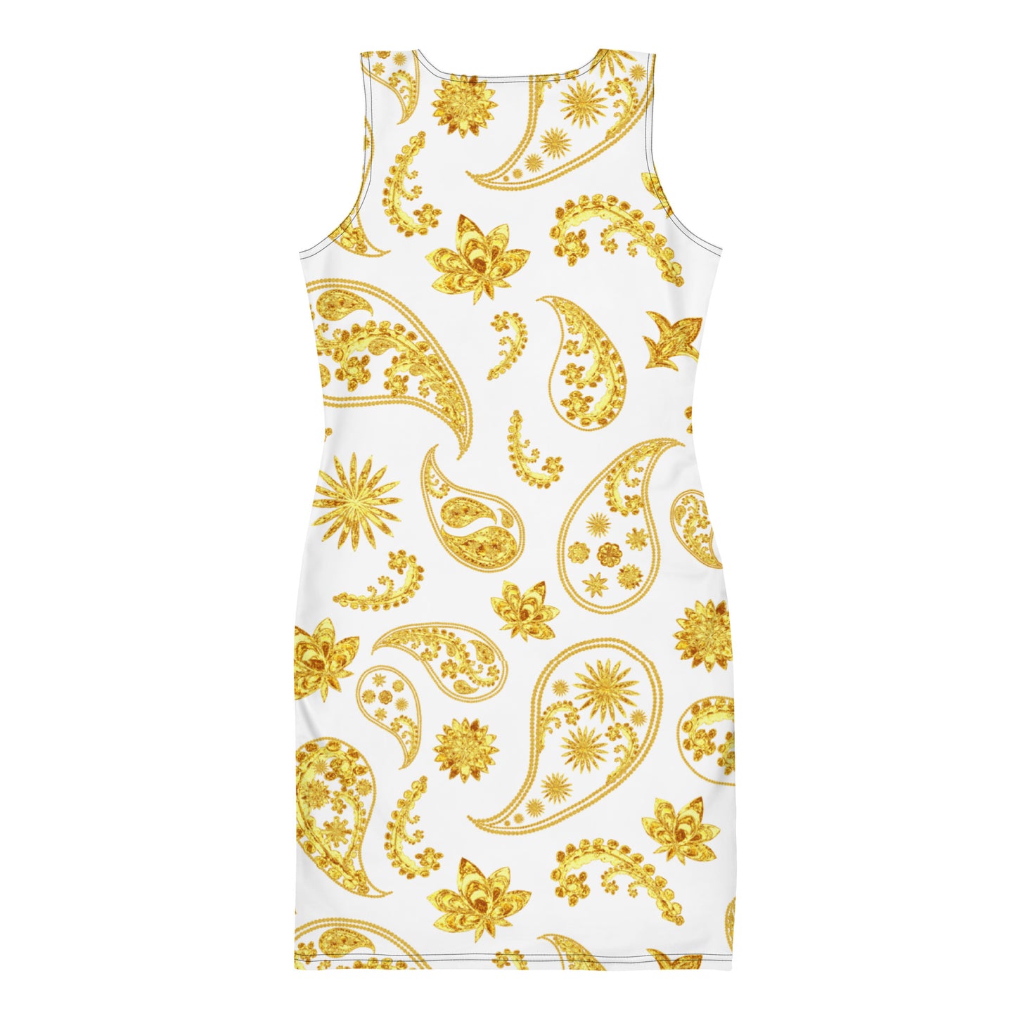 White Gold Paisley Bodycon Dress