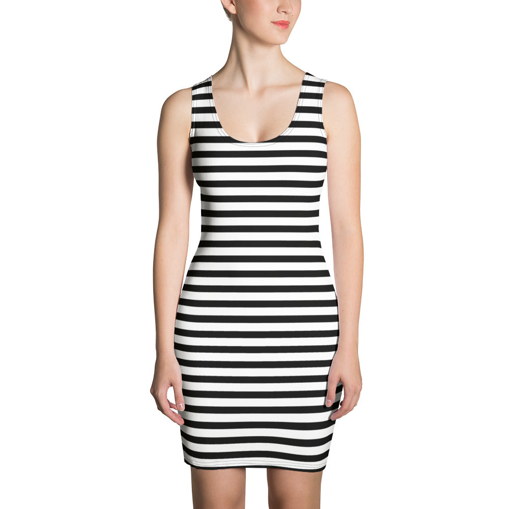 Monochrome Stripe Bodycon Dress