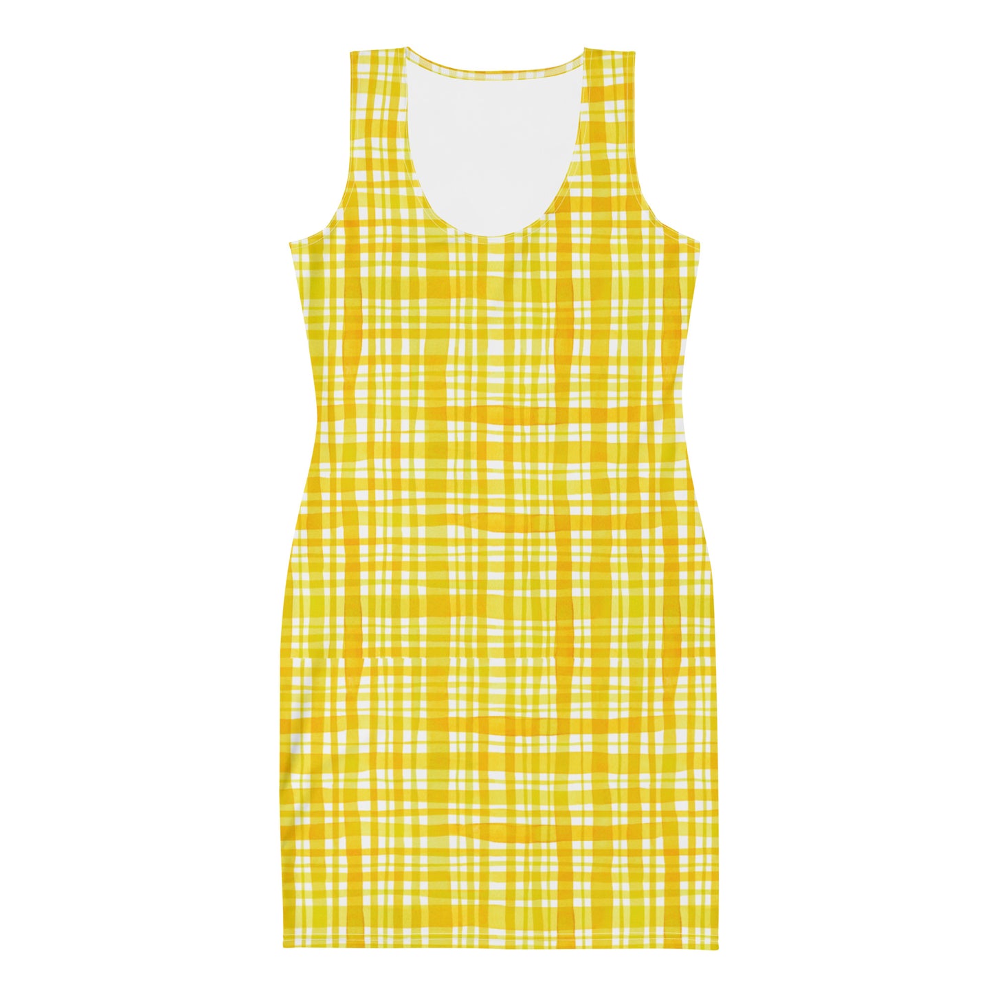 Yellow Gingham Bodycon Dress