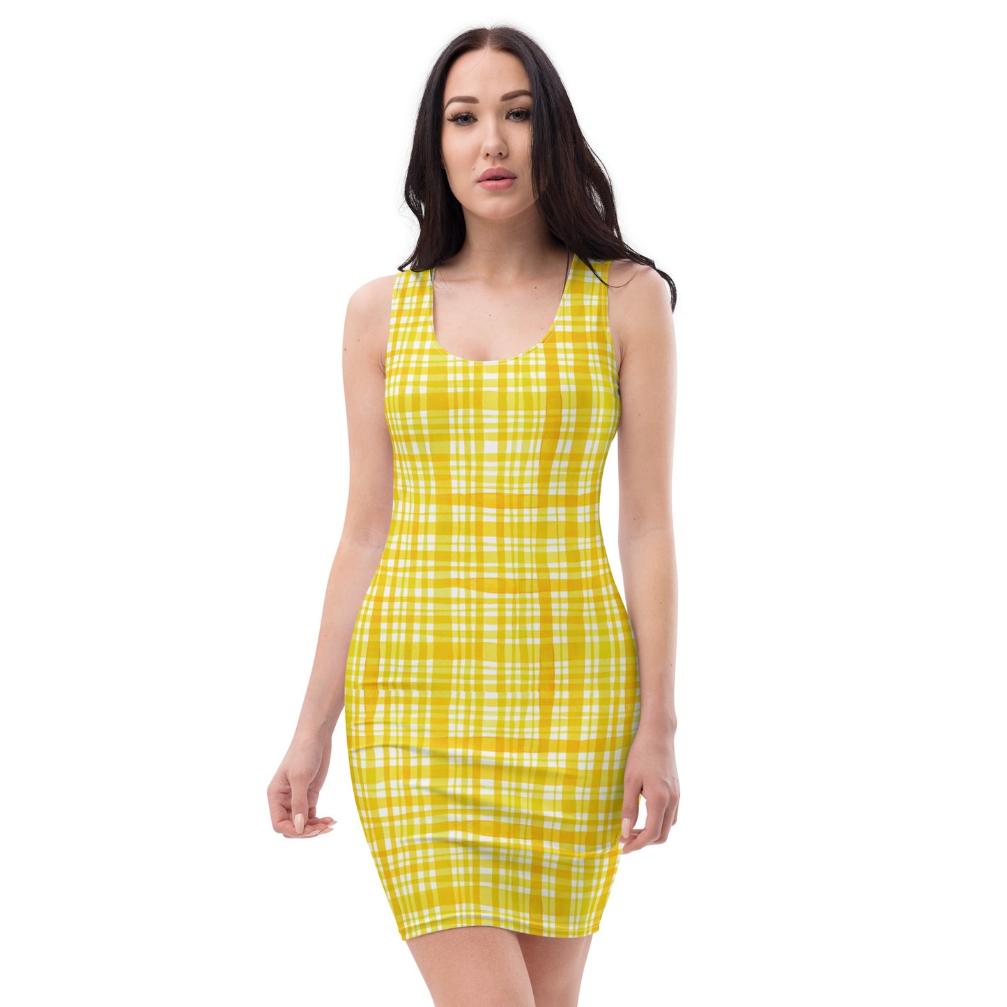 Yellow Gingham Bodycon Dress