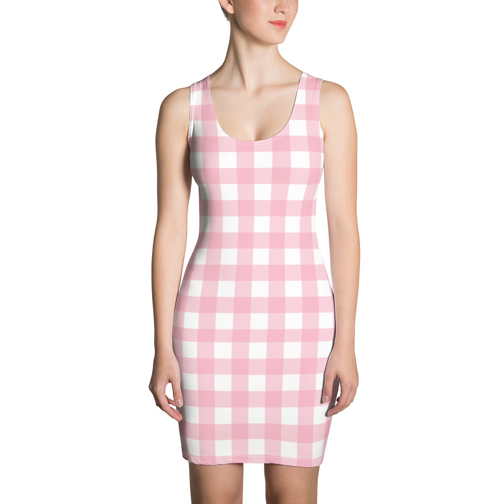 Pink Gingham Bodycon Dress