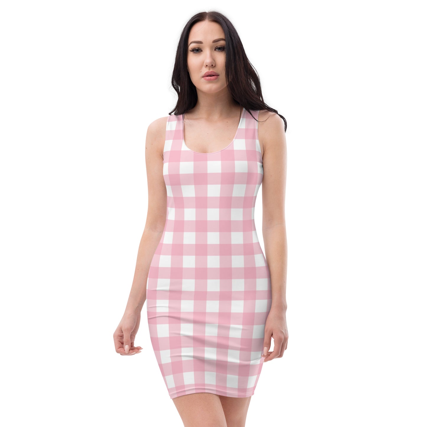 Pink Gingham Bodycon Dress