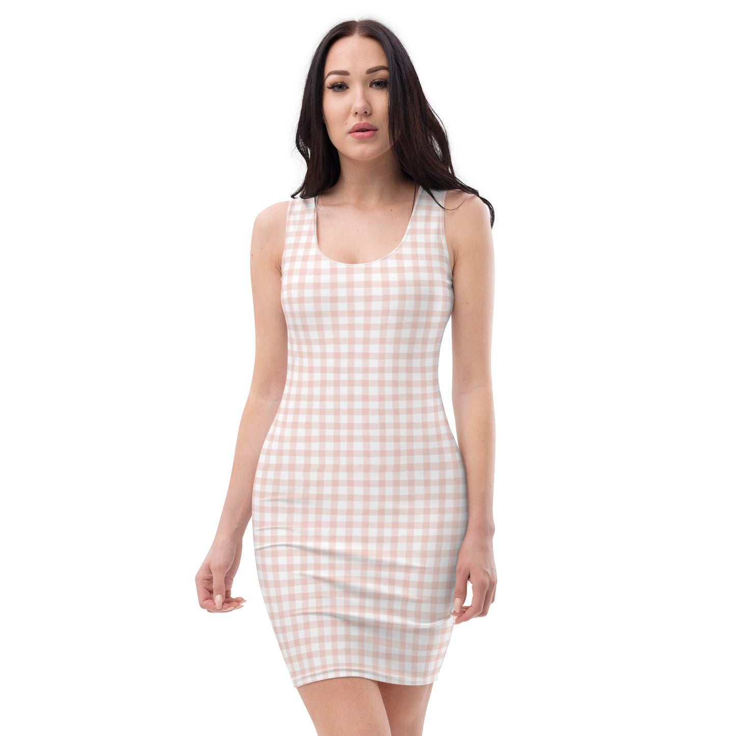 Light Pink Gingham Bodycon Dress