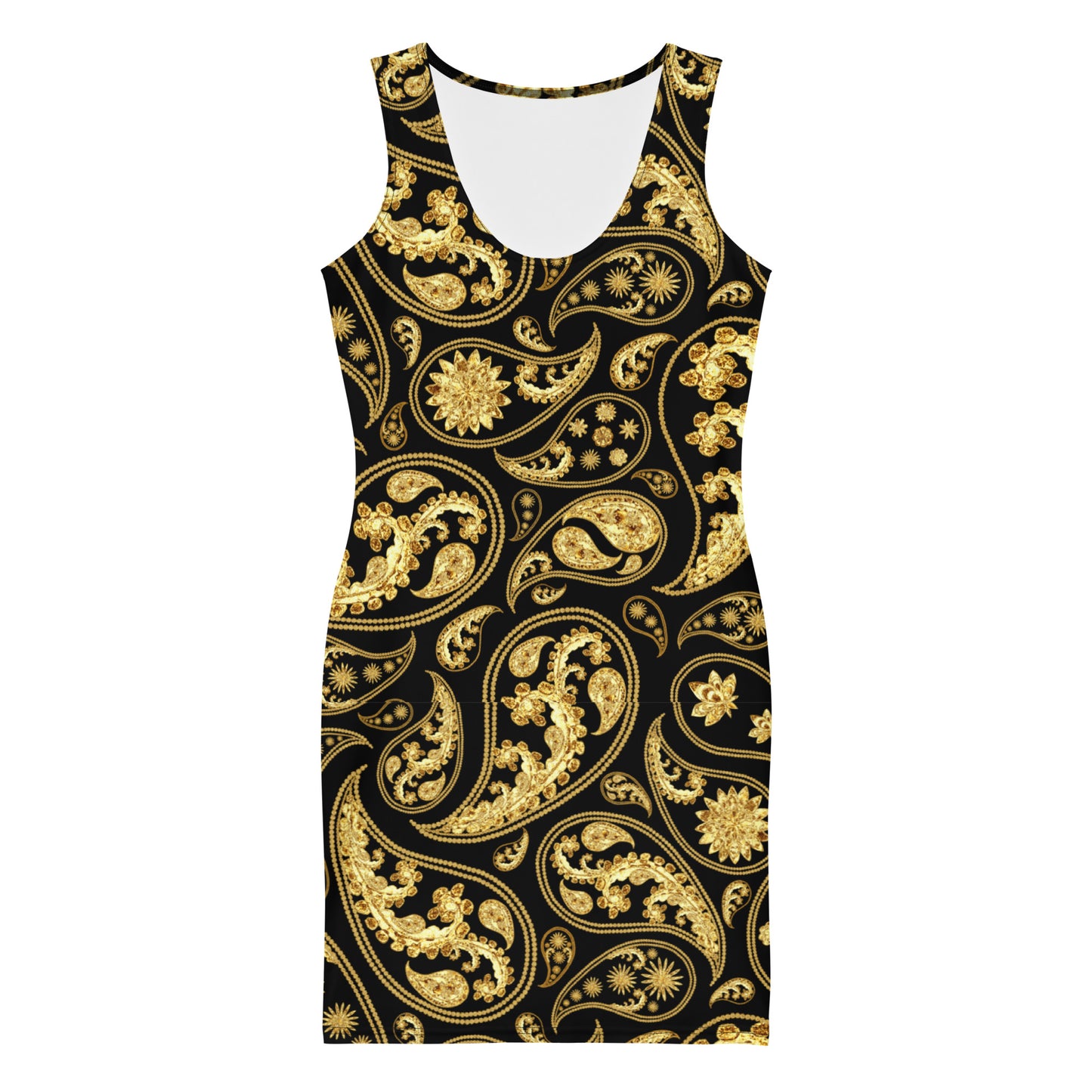 Black Paisley Bodycon Dress