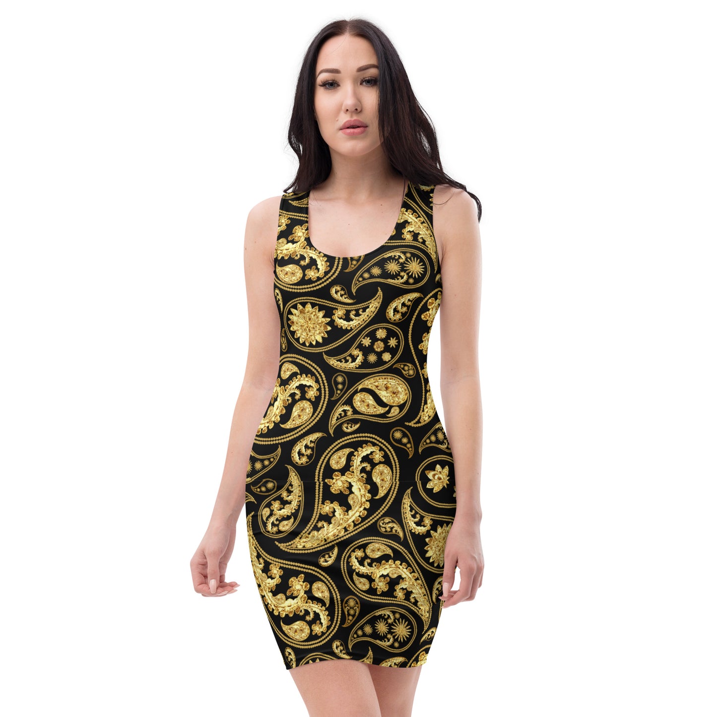 Black Paisley Bodycon Dress