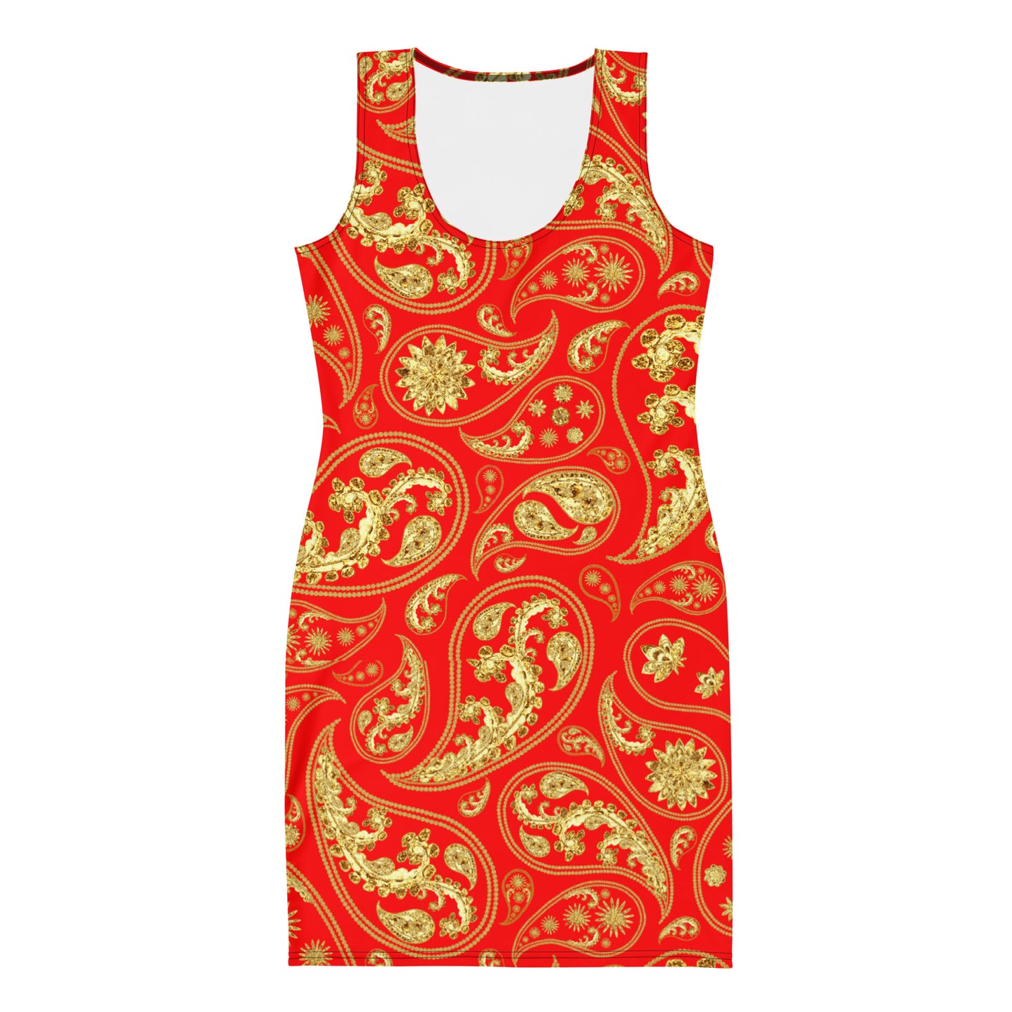 Red Paisley Bodycon Dress