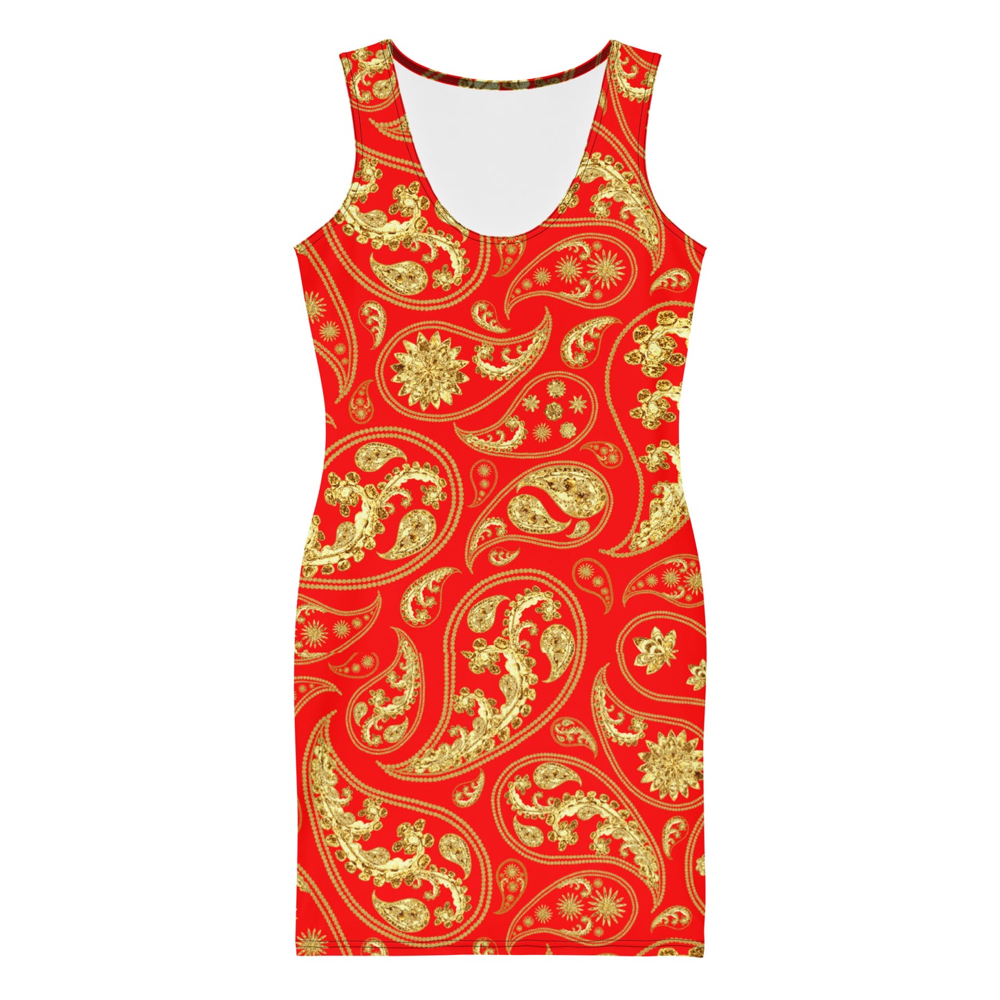 Red Paisley Bodycon Dress