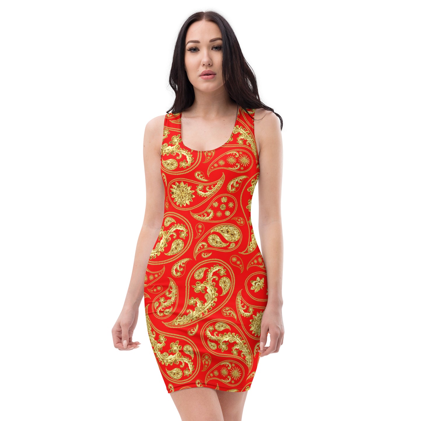 Red Paisley Bodycon Dress