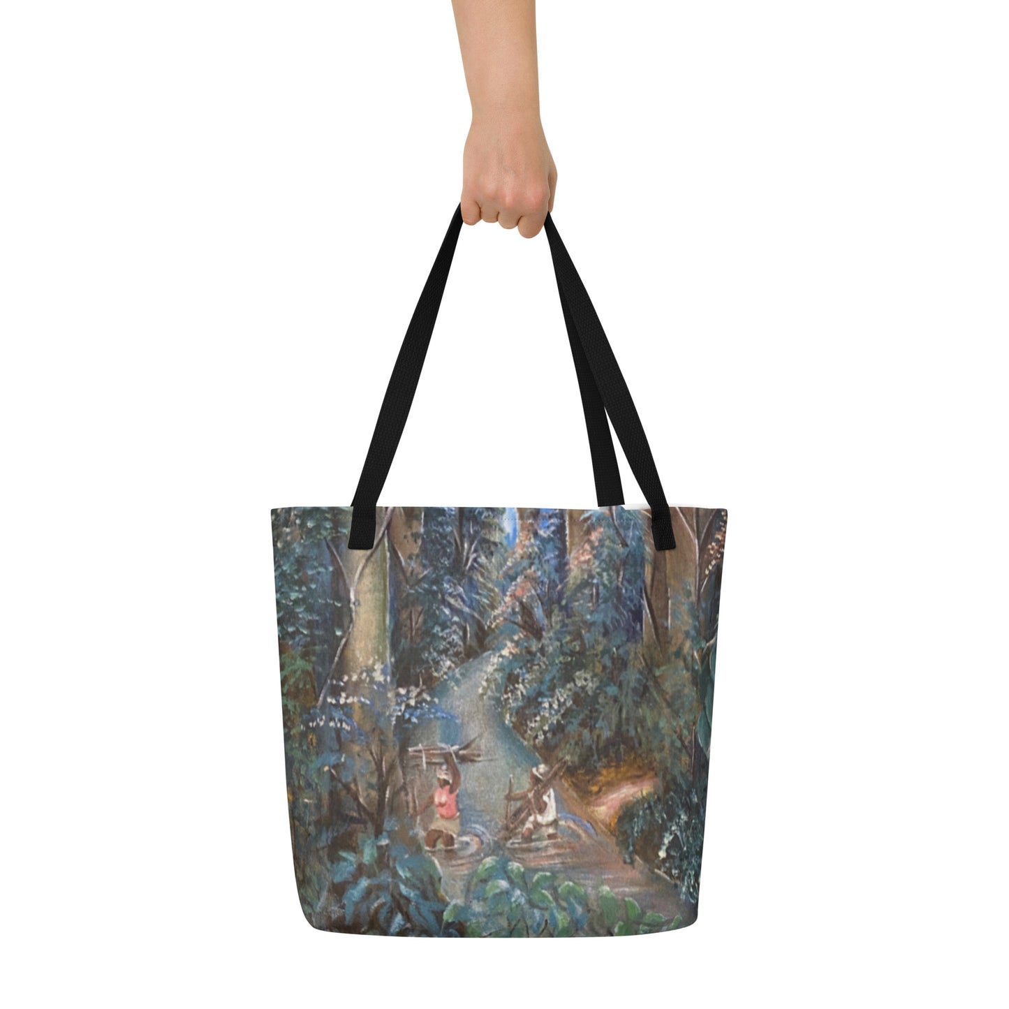 All-Over Print Painting Of Lush Tropical Rain Forest On Large Tote Bag