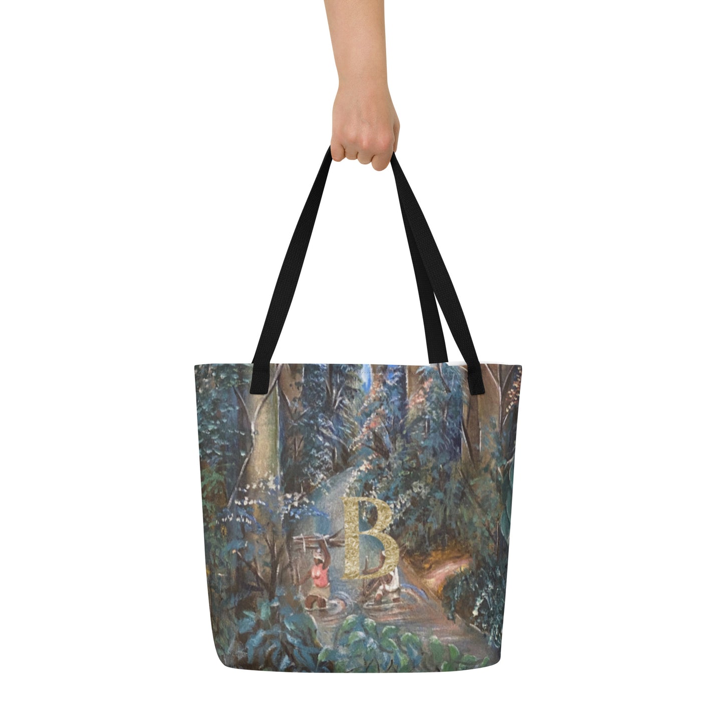 Monogram Art Print Large Tote Bag