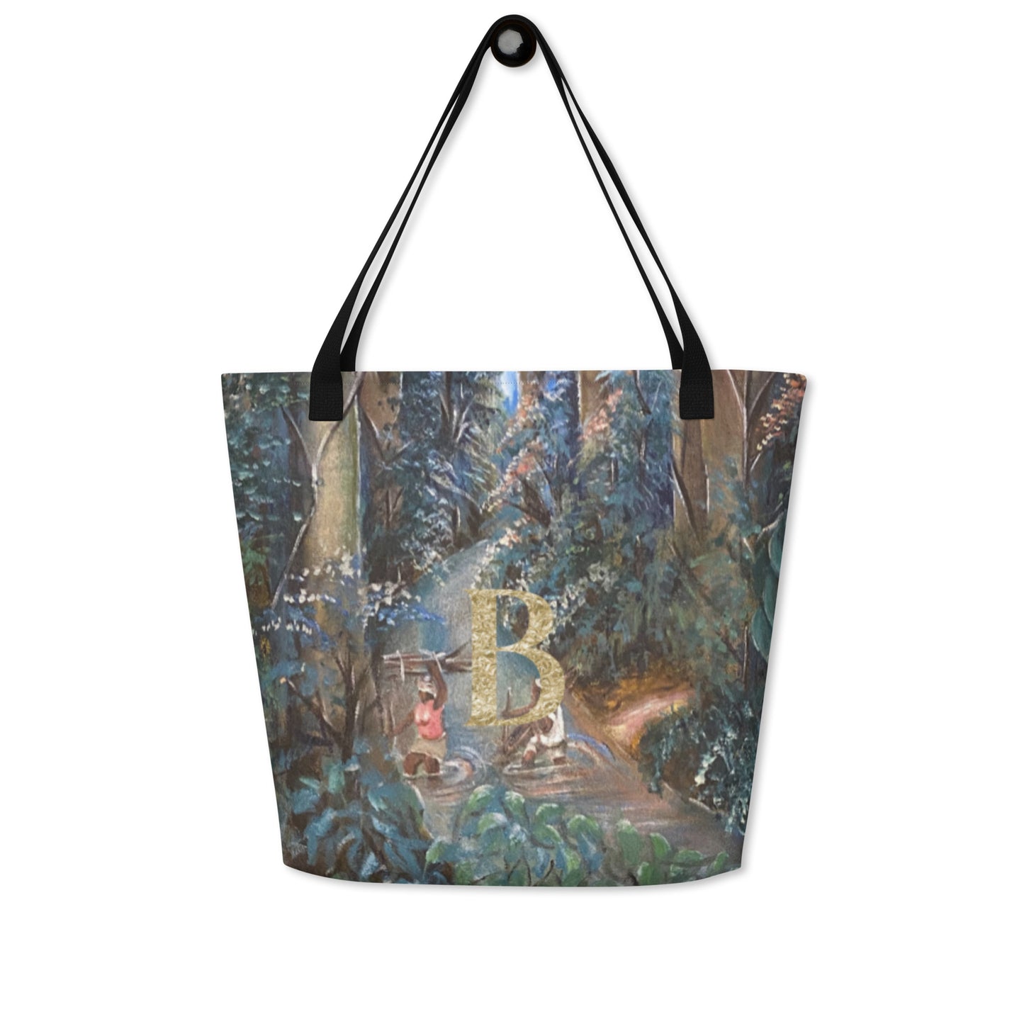 Monogram Art Print Large Tote Bag