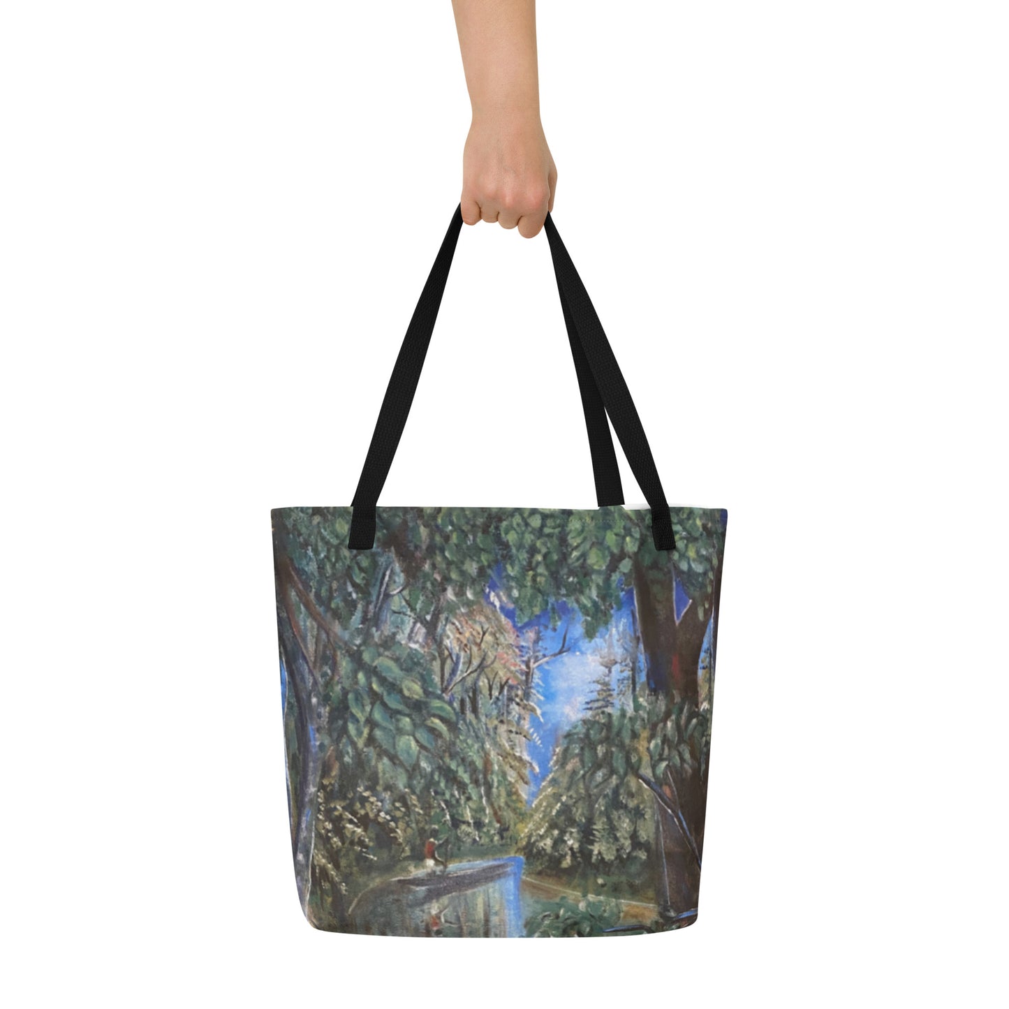 All-Over Print Painting Of Lush Tropical Rain Forest On Large Tote Bag