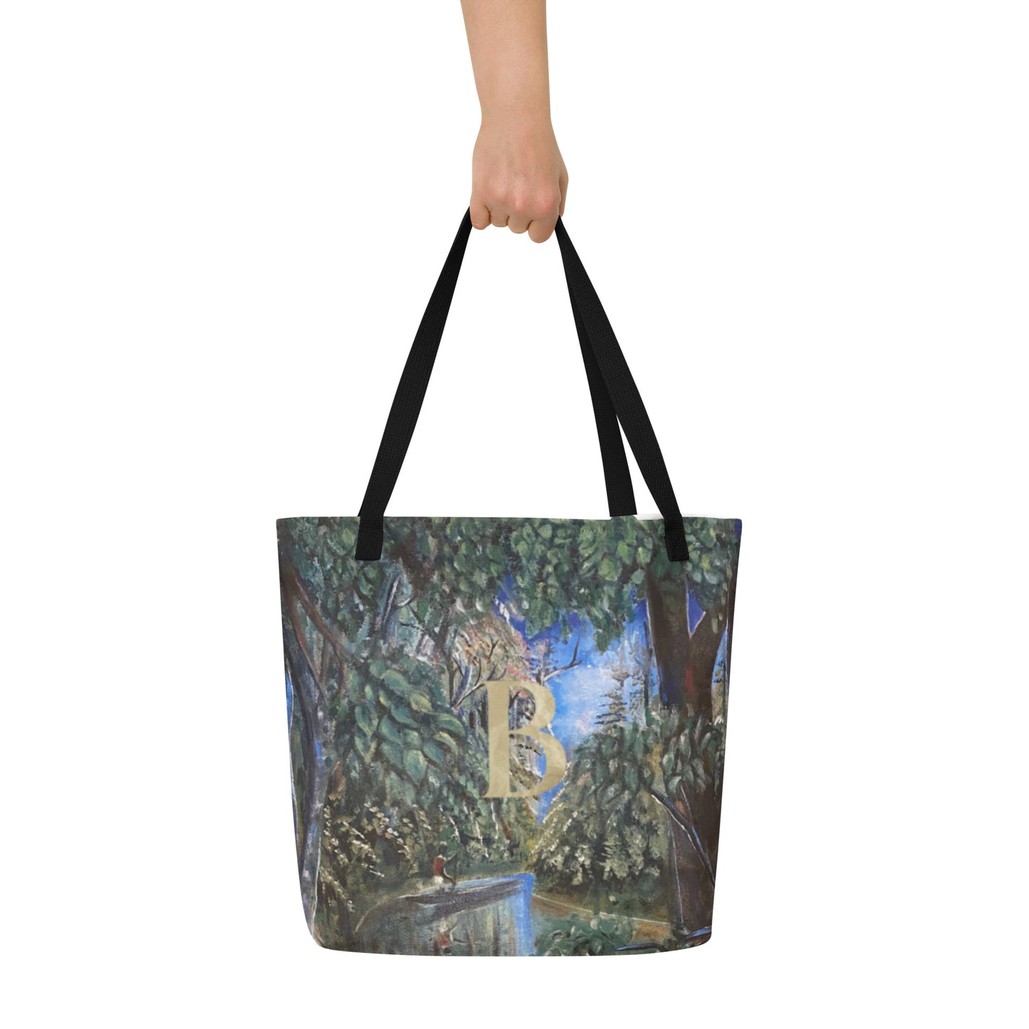 Monogram Art Print Large Tote Bag