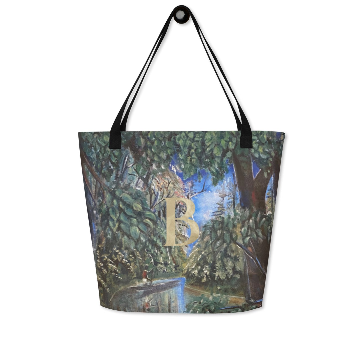 Monogram Art Print Large Tote Bag