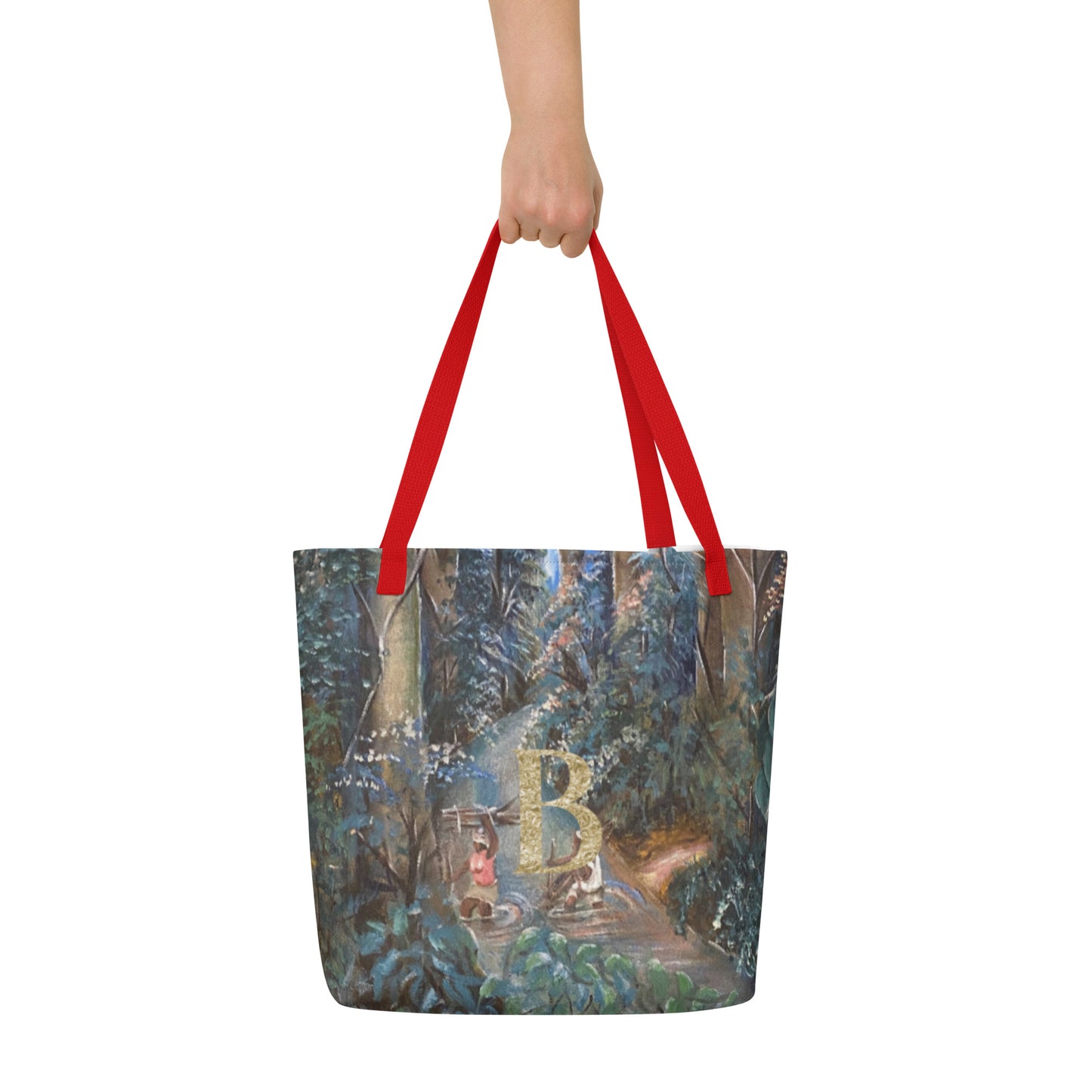 Monogram Art Print Large Tote Bag