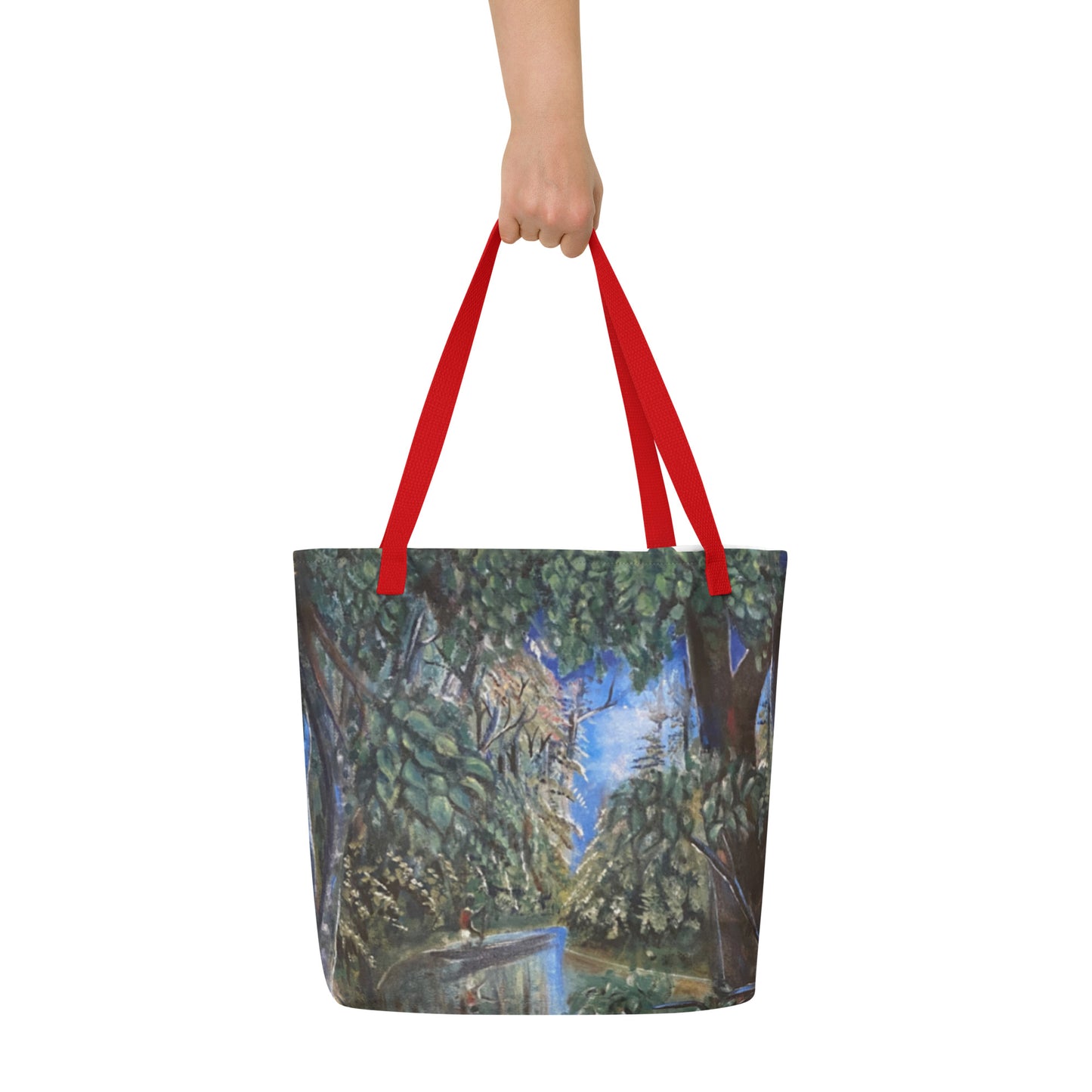 All-Over Print Painting Of Lush Tropical Rain Forest On Large Tote Bag