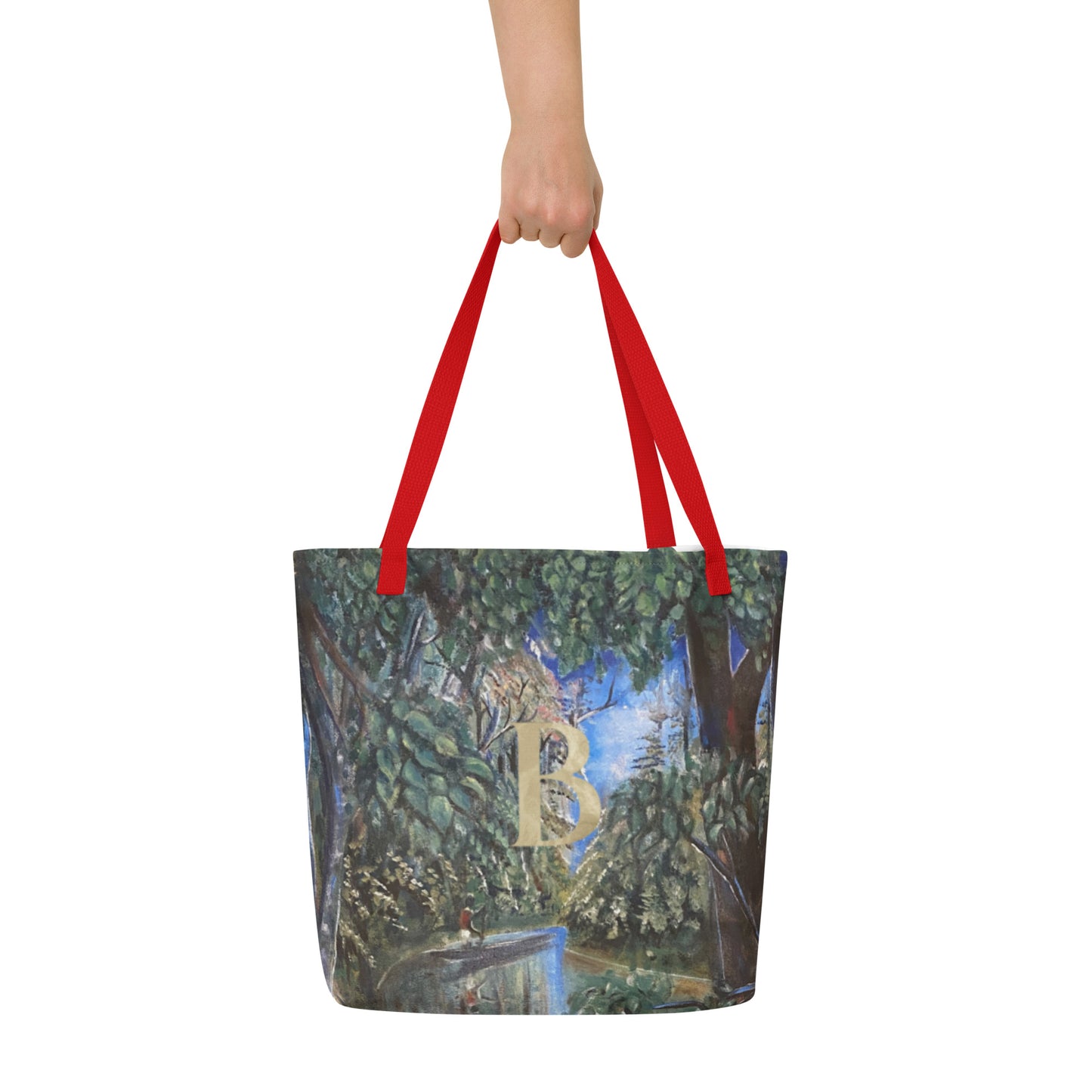 Monogram Art Print Large Tote Bag