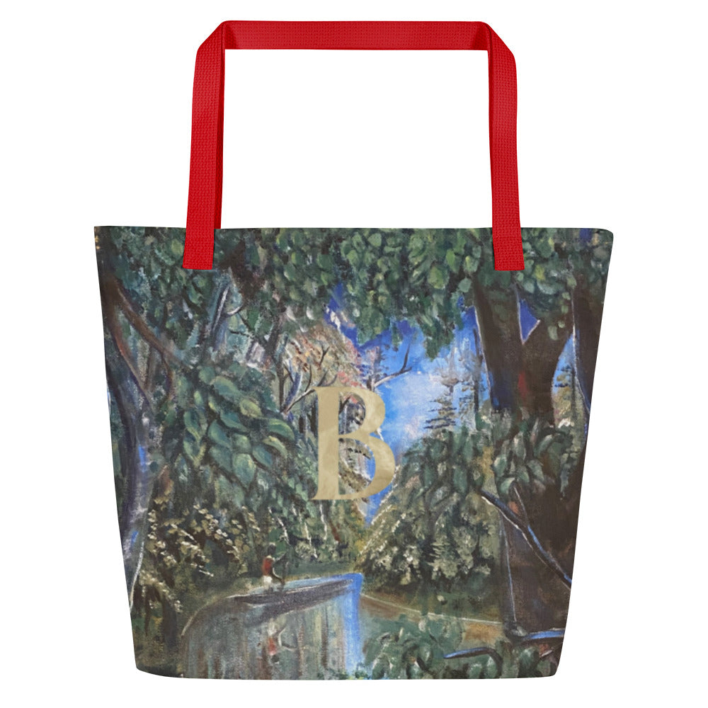 Monogram Art Print Large Tote Bag