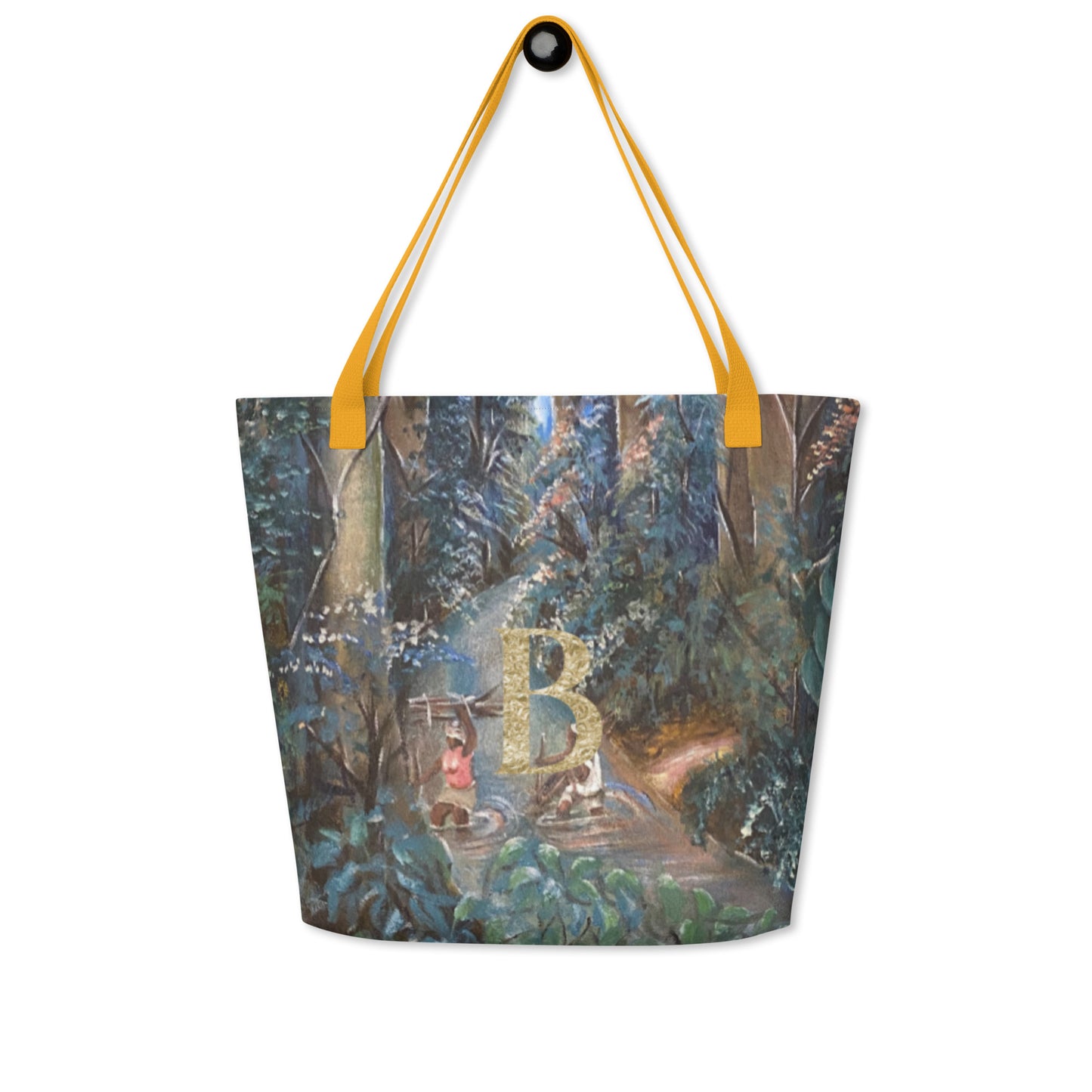 Monogram Art Print Large Tote Bag