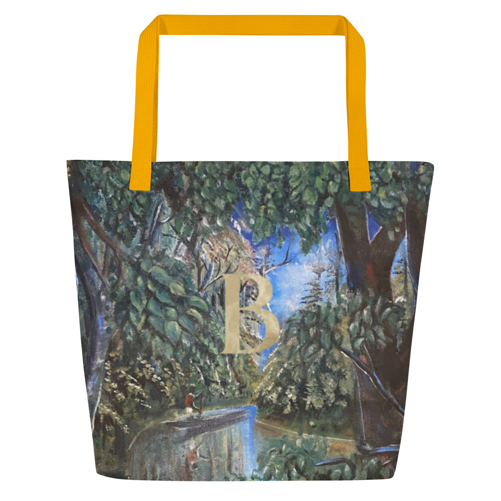 Monogram Art Print Large Tote Bag