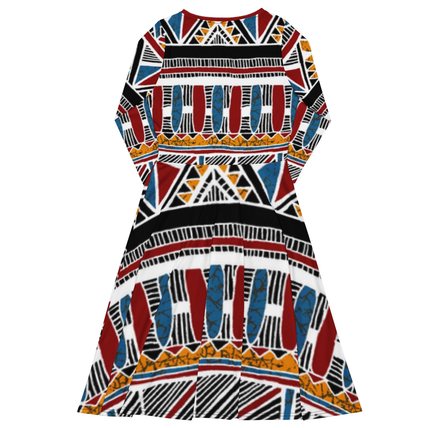 Ethnic print long sleeve midi dress