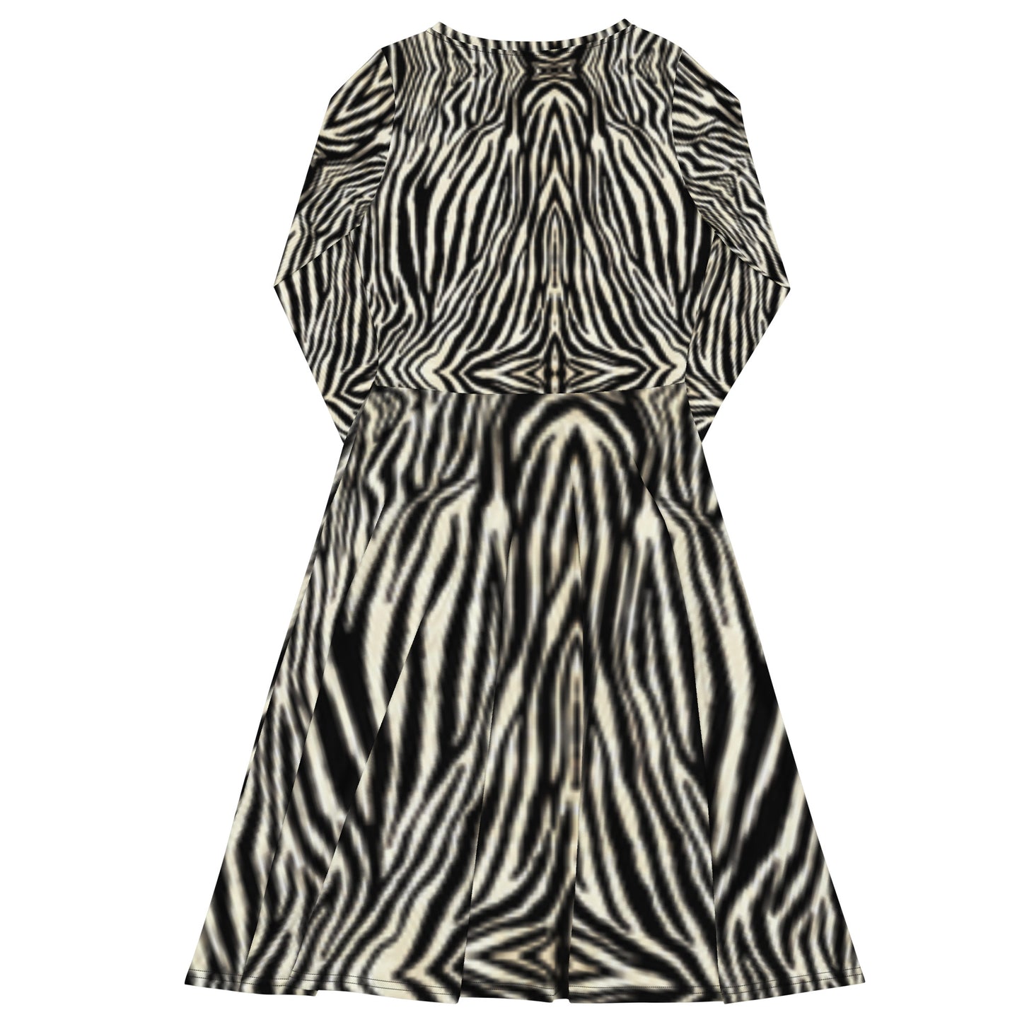 Zebra Print Long Sleeve Midi Dress