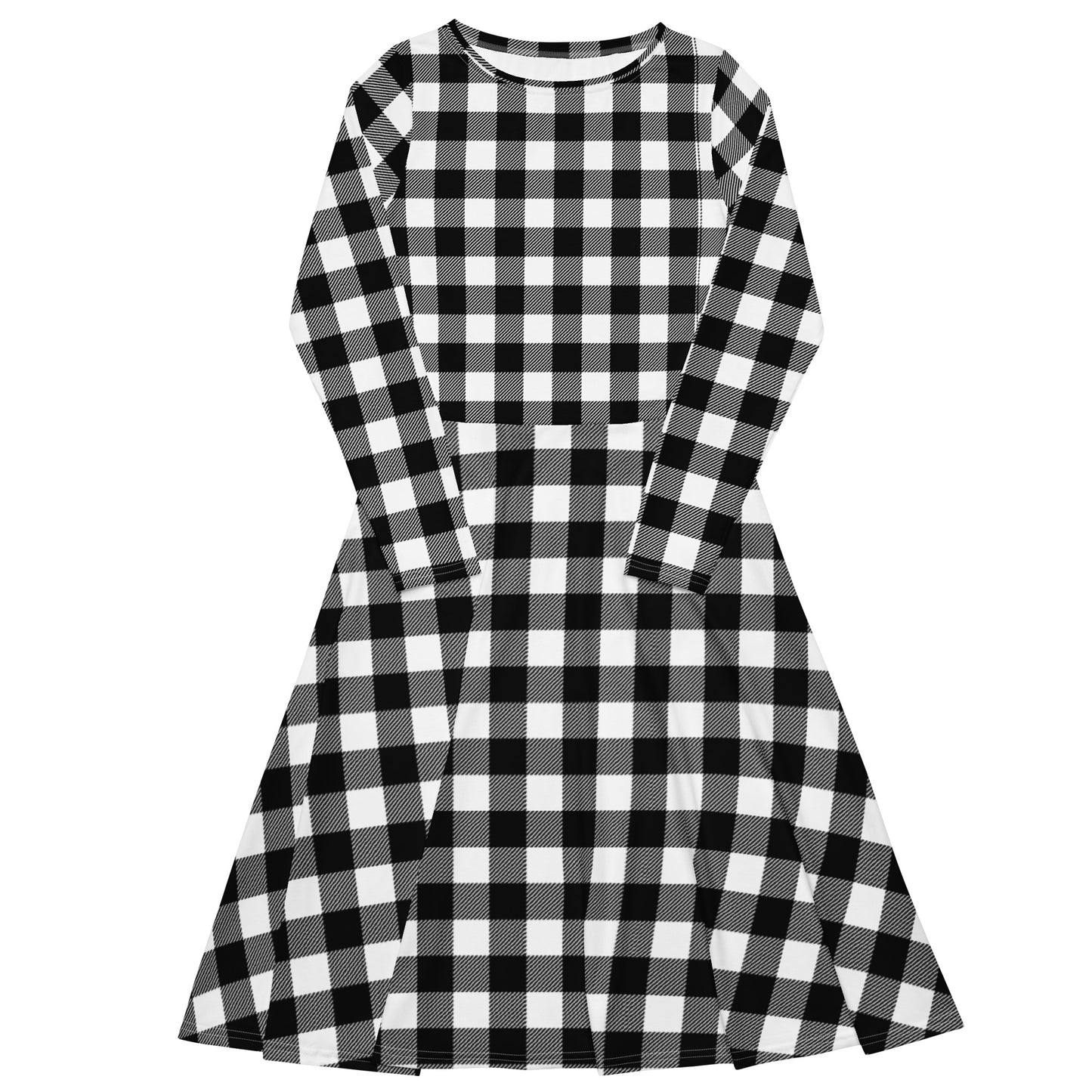 Gingham Long Sleeve Midi Dress