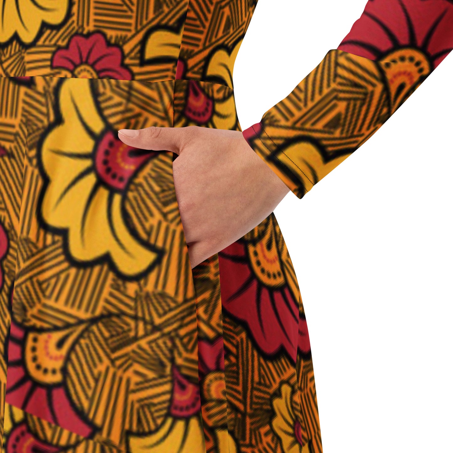 Ankara Long Sleeve Midi Dress