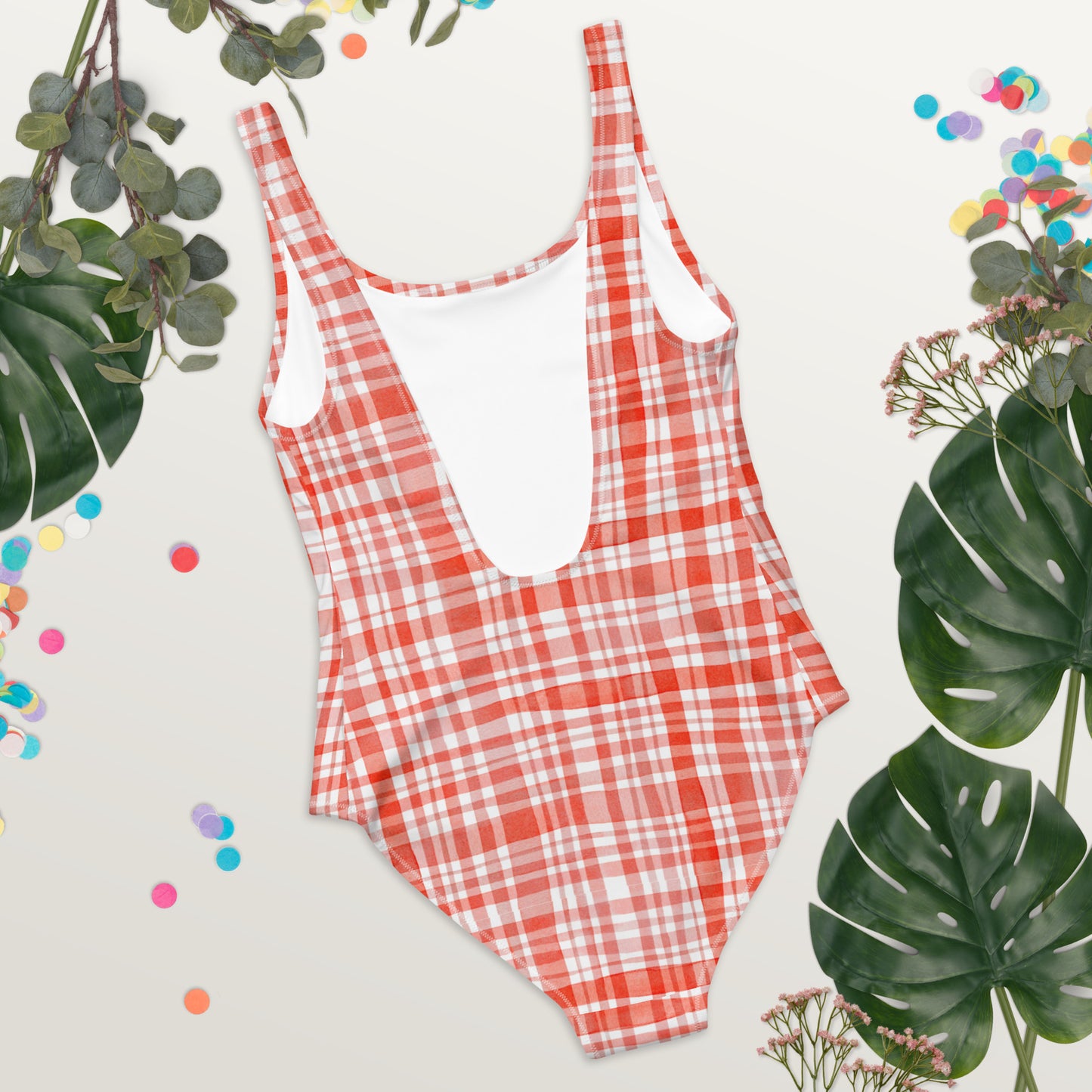 Red Gingham One-Piece Swimsuit