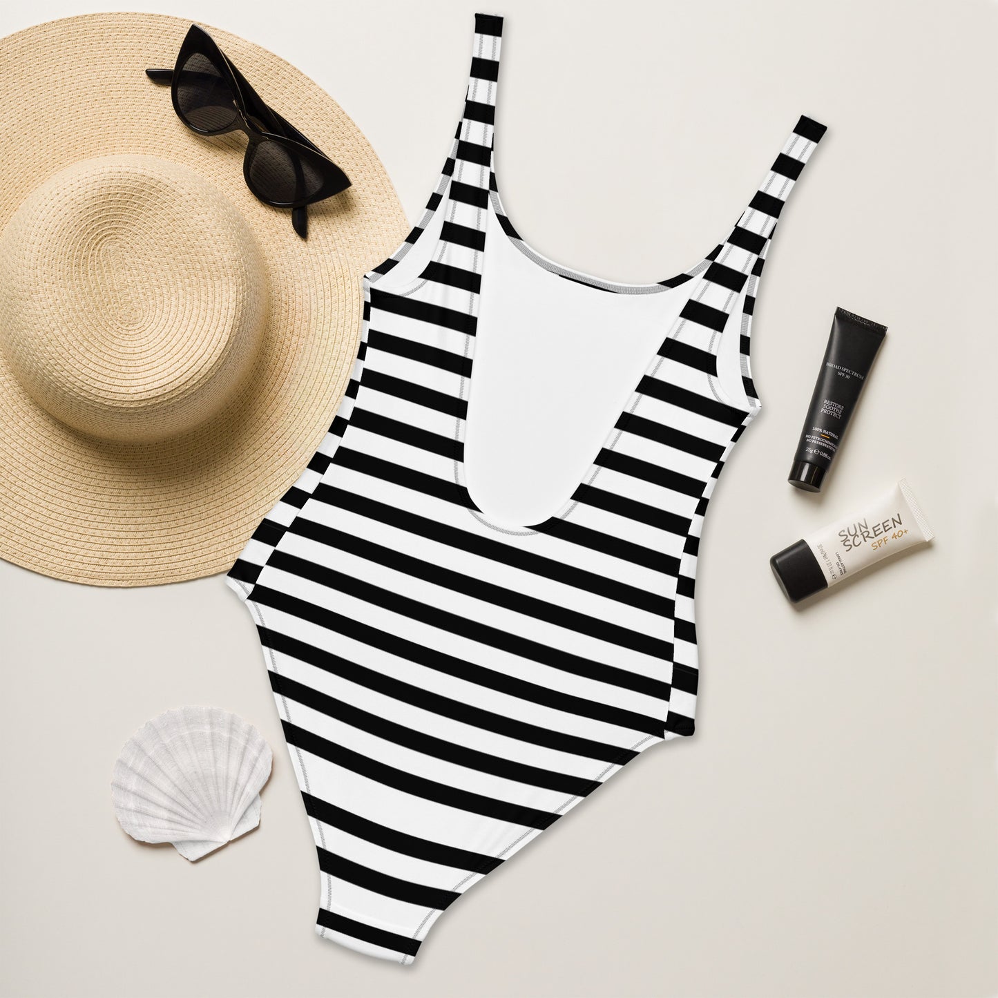 Monochrome Stripe Swimsuit