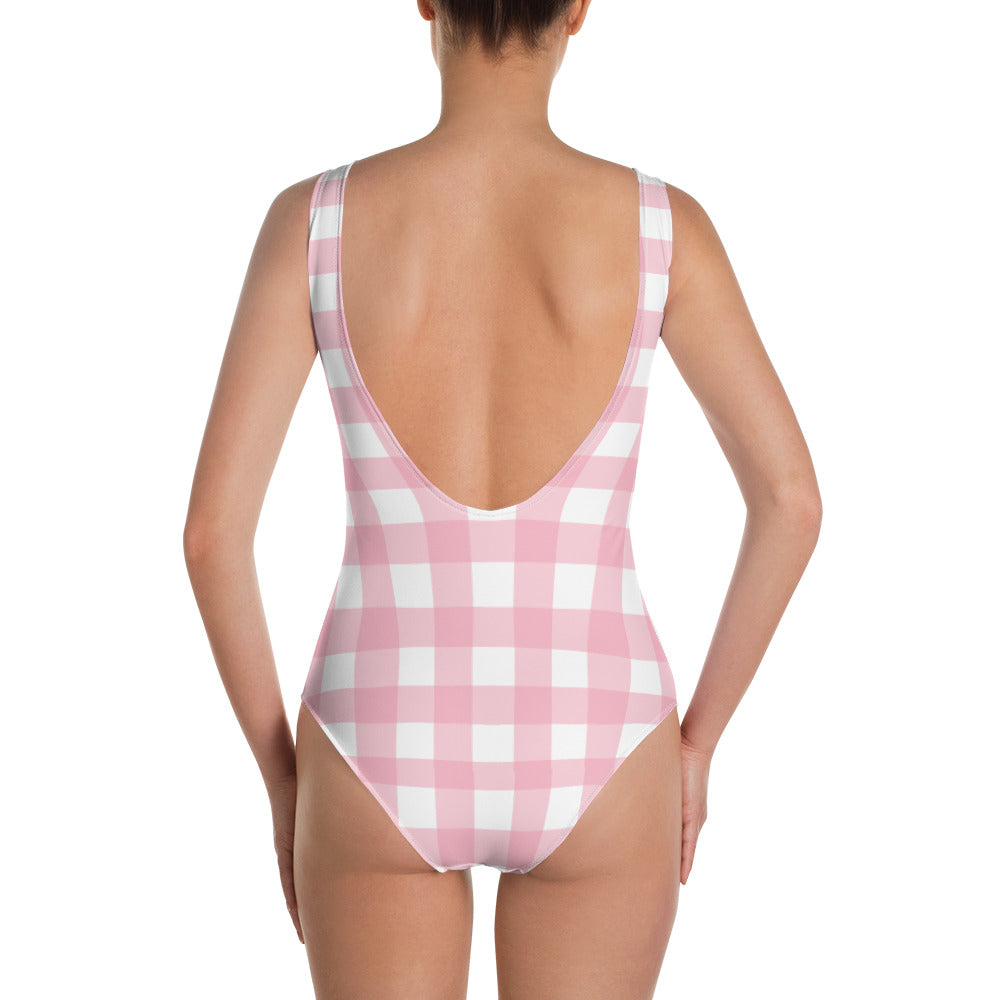 Pink Gingham One-Piece Swimsuit