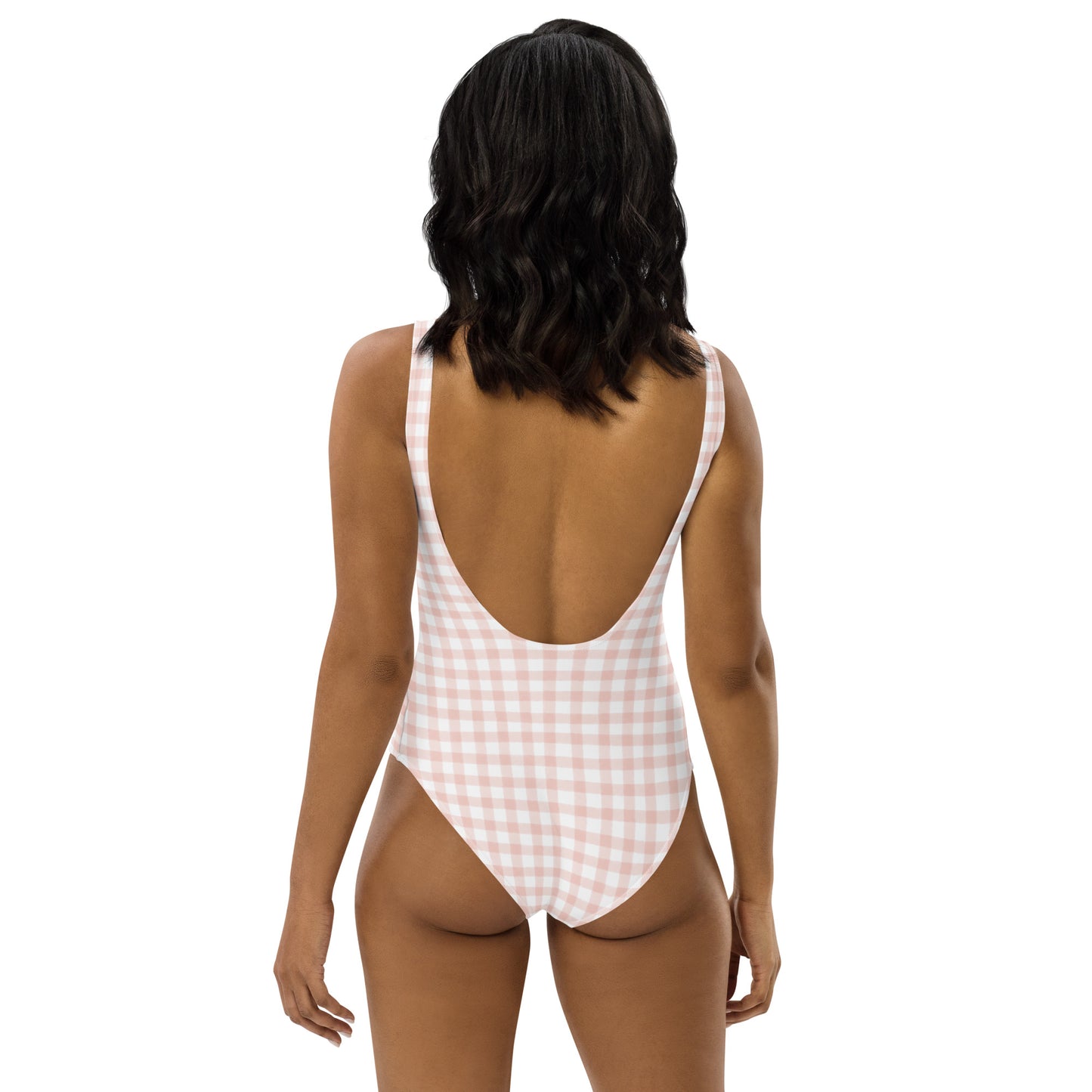 Light Pink Gingham One-Piece Swimsuit