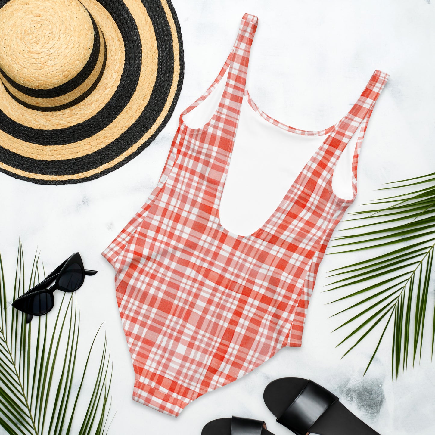 Red Gingham One-Piece Swimsuit