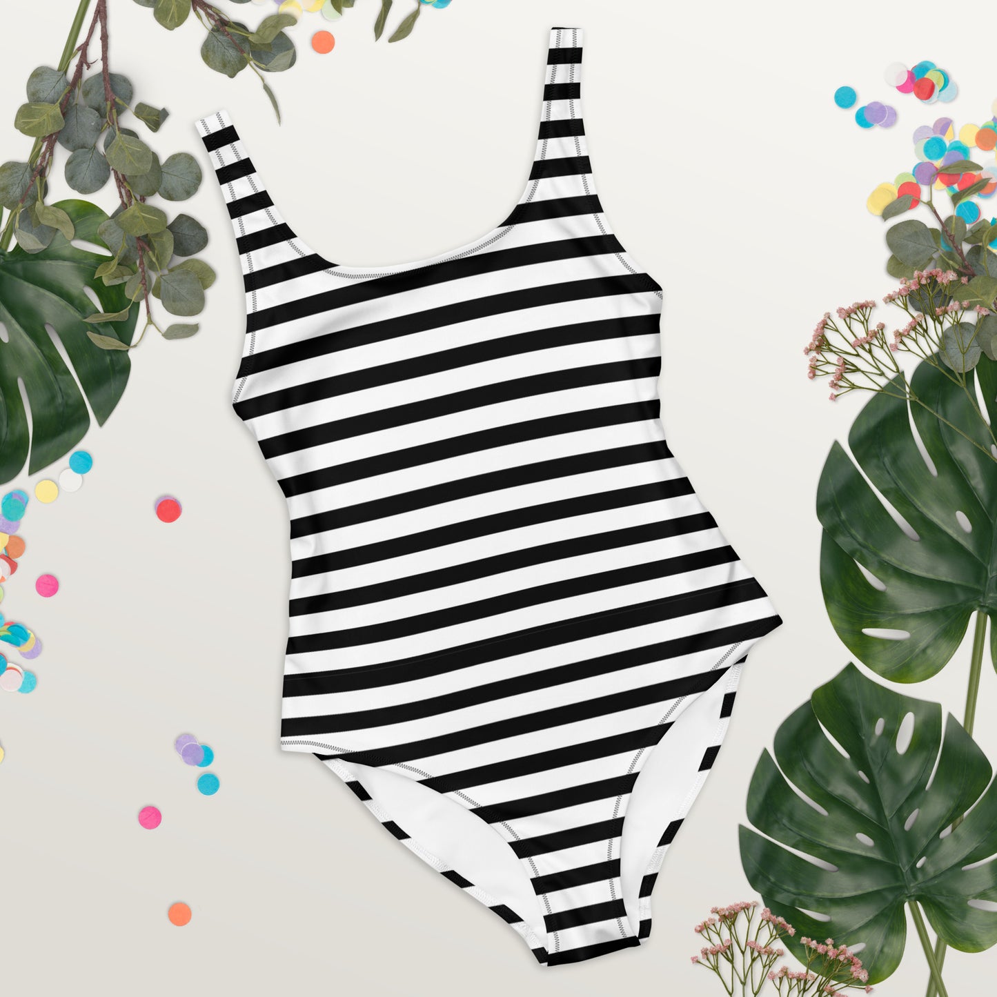 Monochrome Stripe Swimsuit