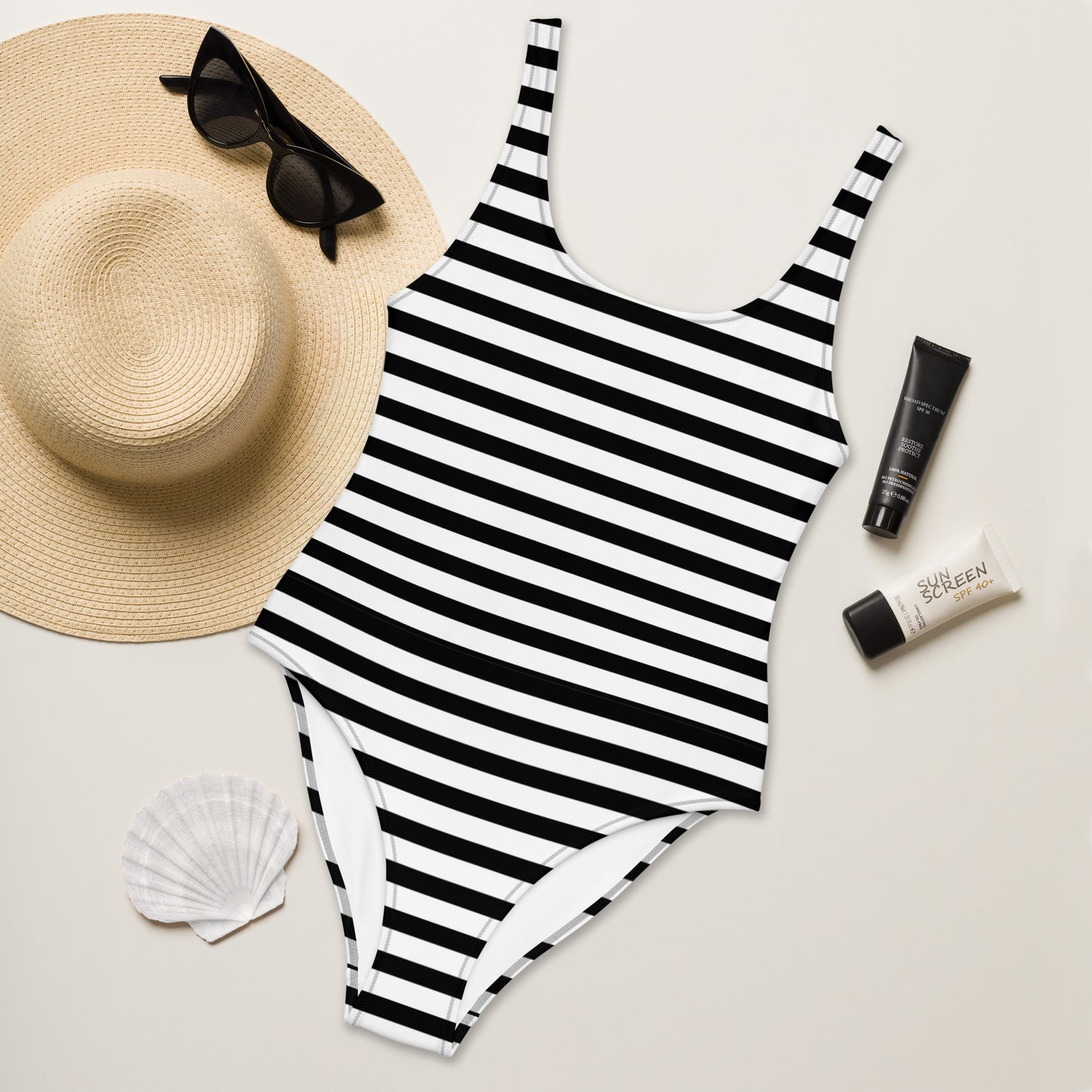 Monochrome Stripe Swimsuit