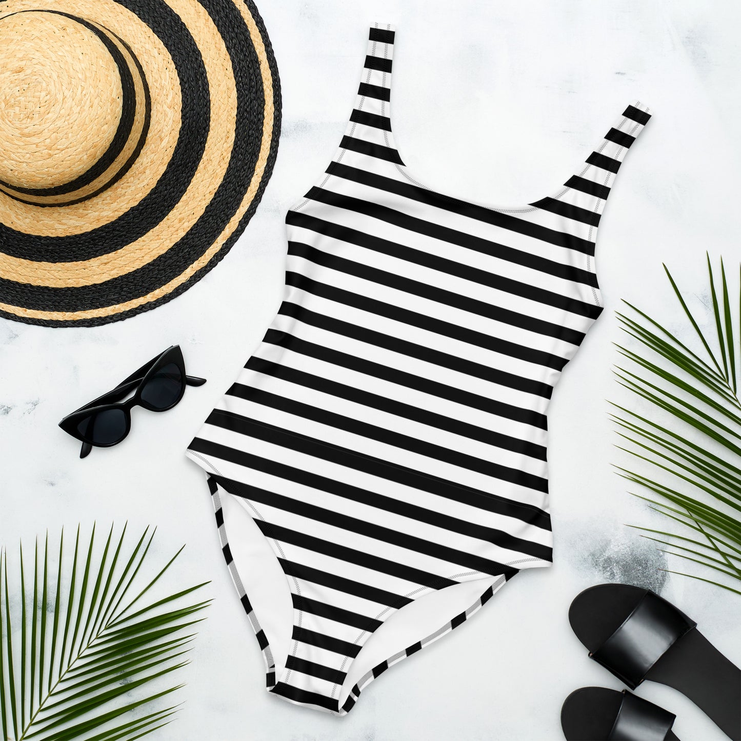 Monochrome Stripe Swimsuit