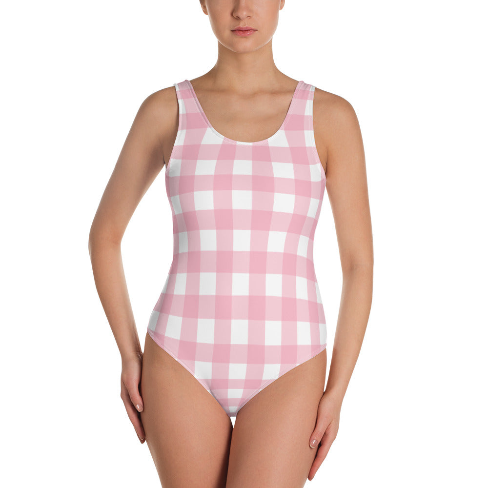 Pink Gingham One-Piece Swimsuit