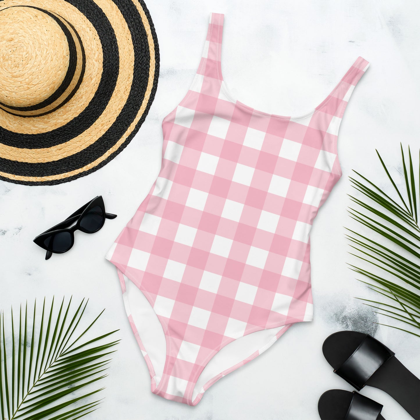 Pink Gingham One-Piece Swimsuit