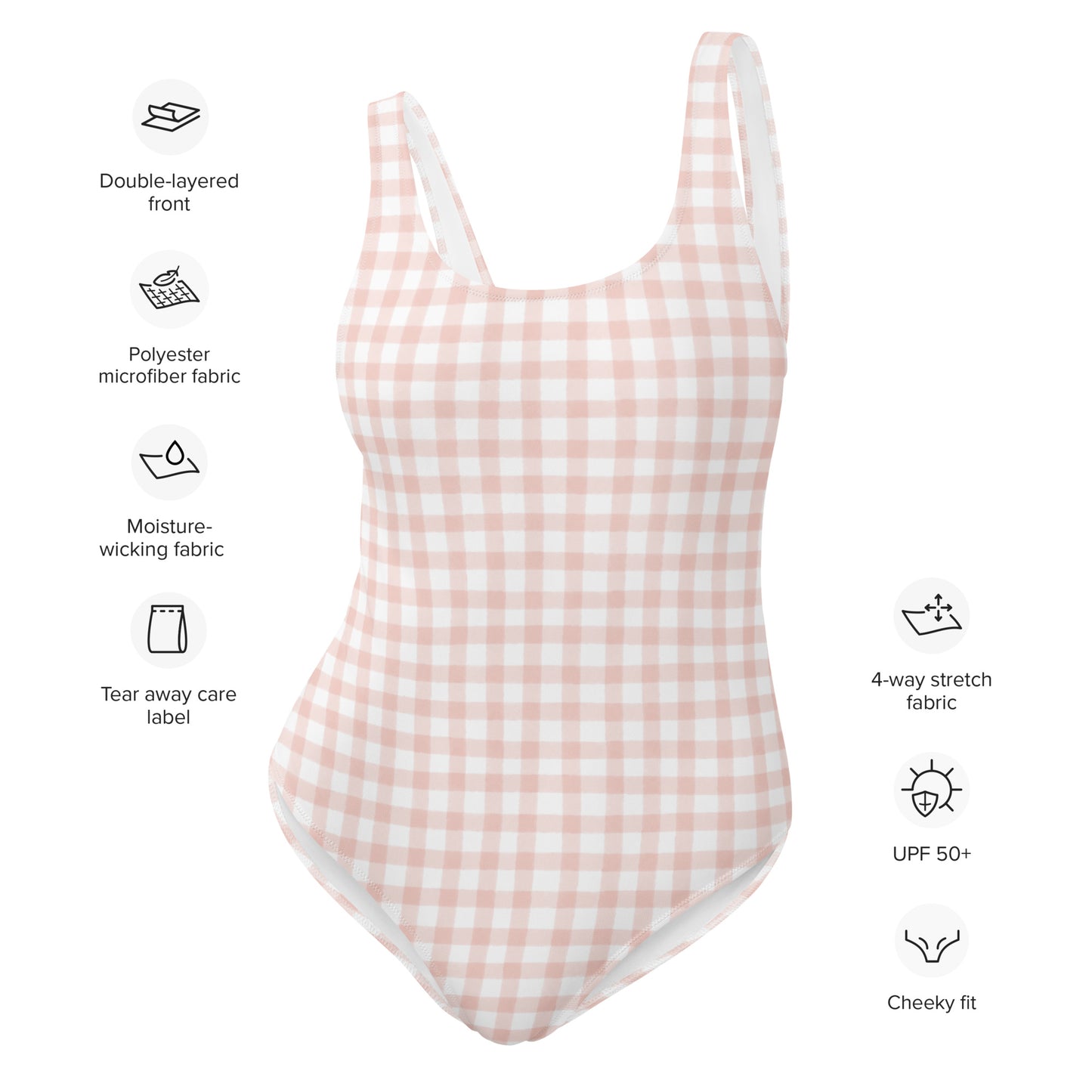 Light Pink Gingham One-Piece Swimsuit