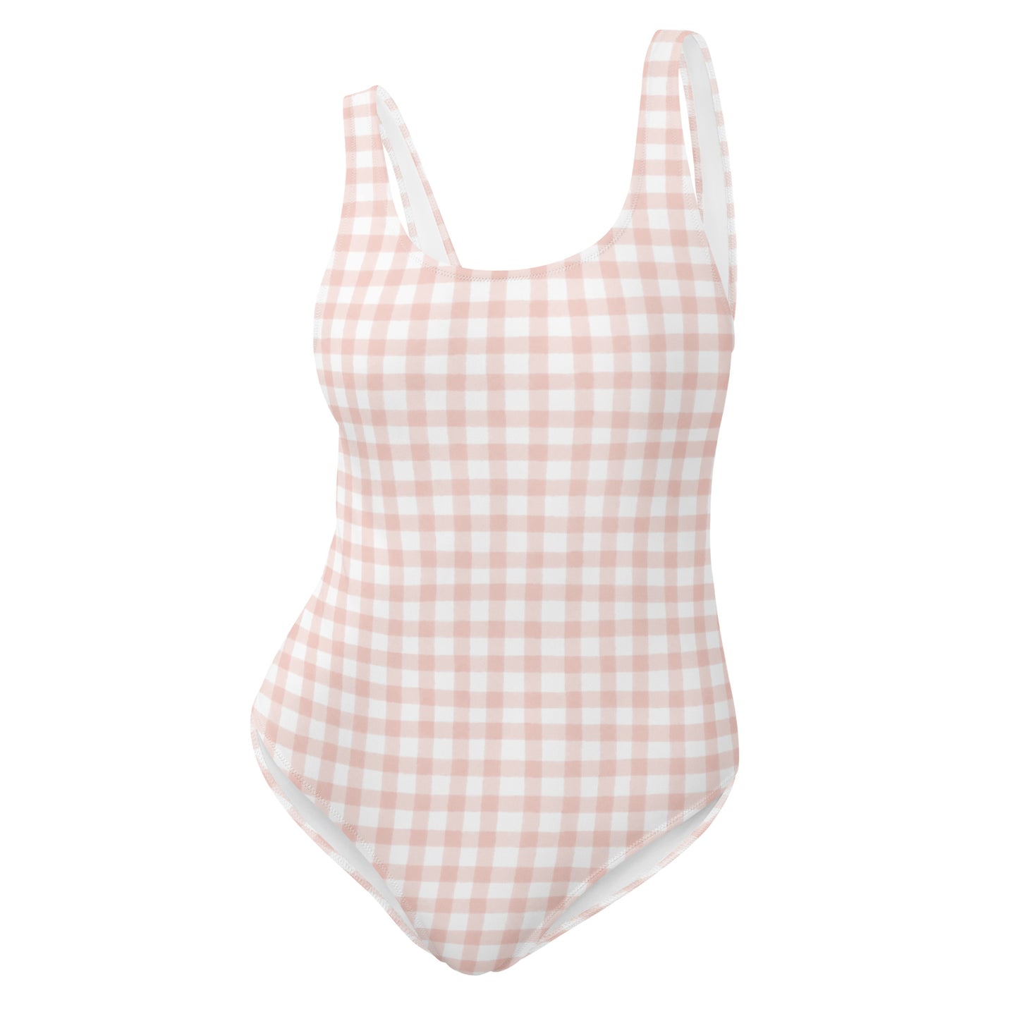 Light Pink Gingham One-Piece Swimsuit