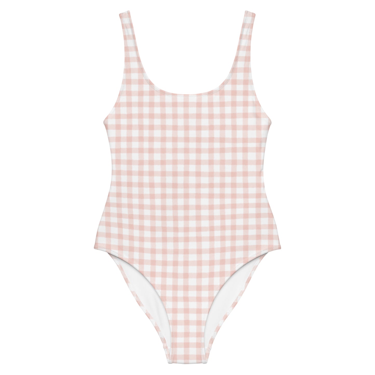 Light Pink Gingham One-Piece Swimsuit