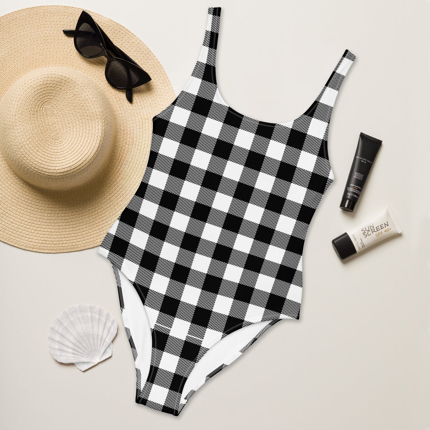 Black / White One-Piece Swimsuit