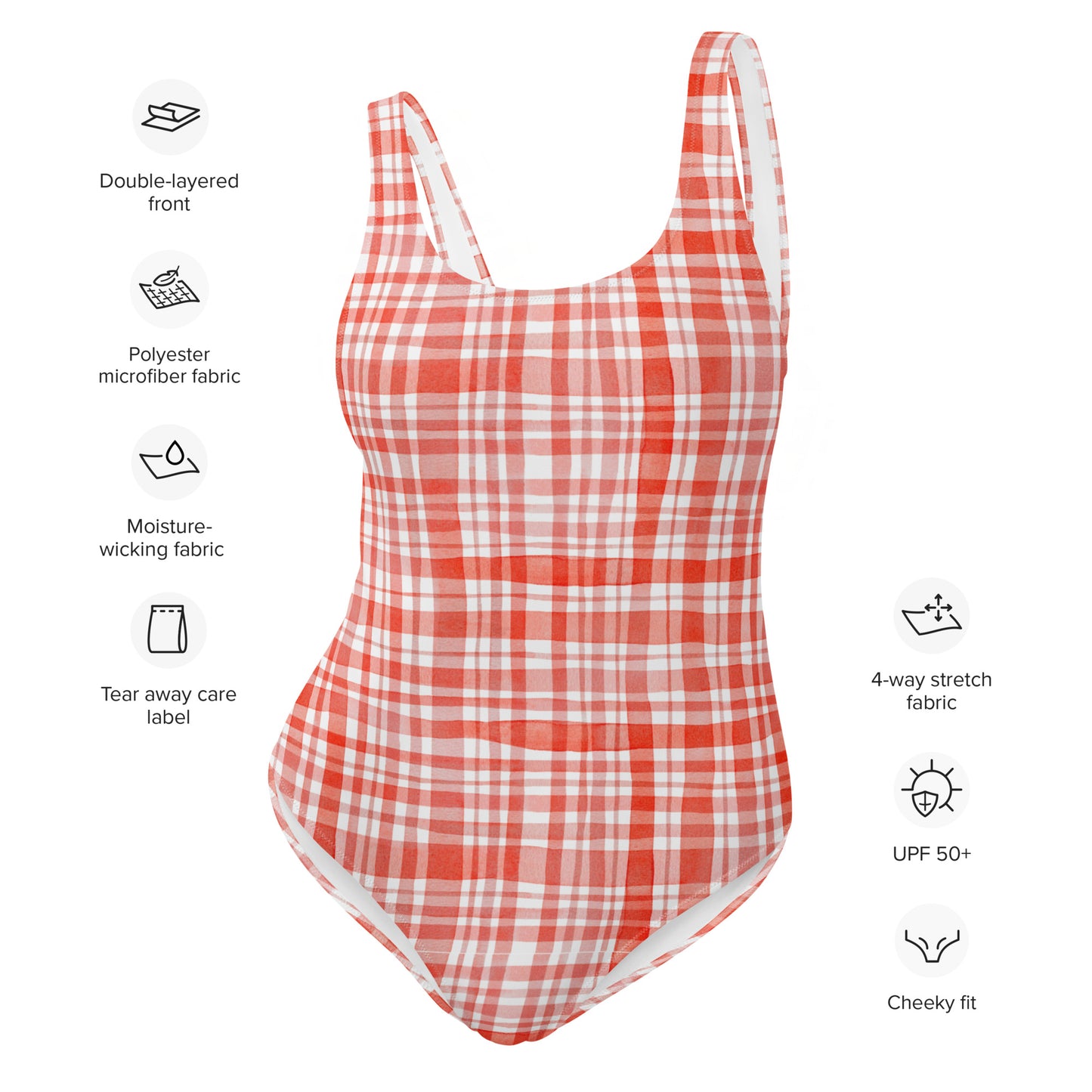 Red Gingham One-Piece Swimsuit