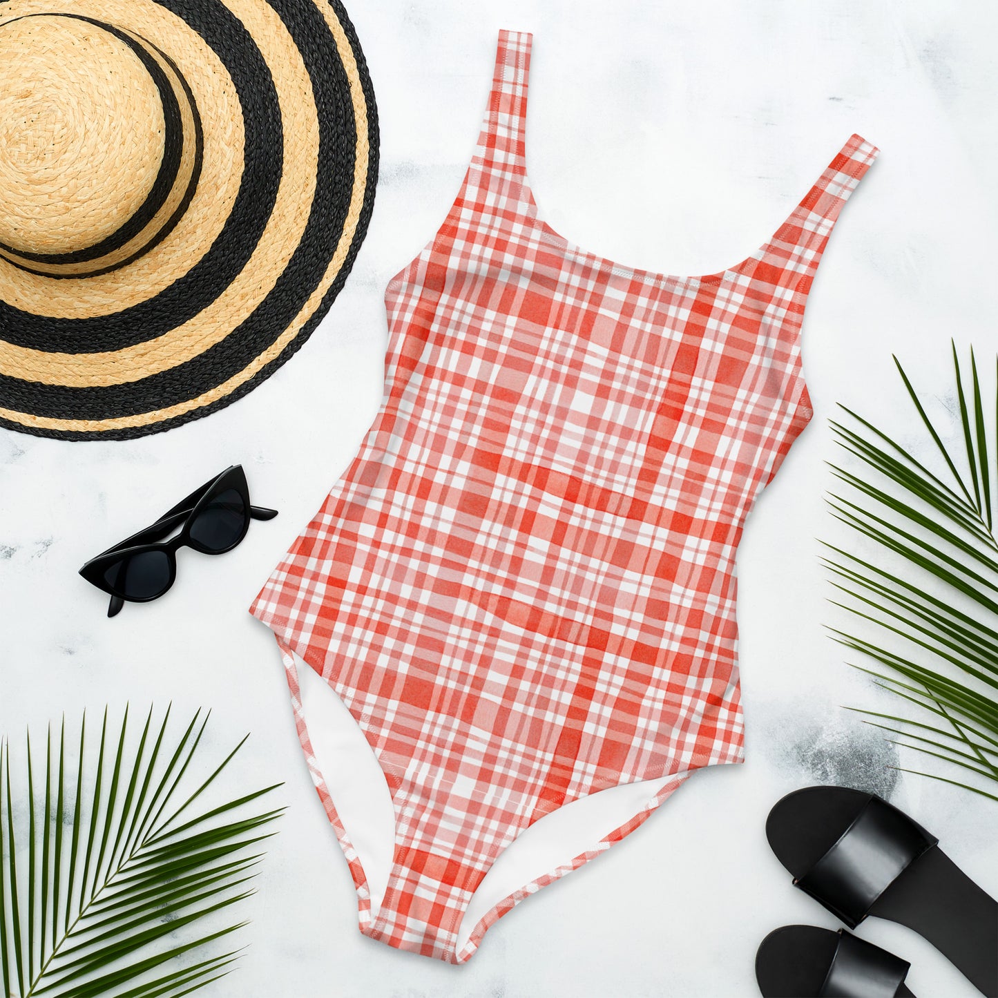 Red Gingham One-Piece Swimsuit