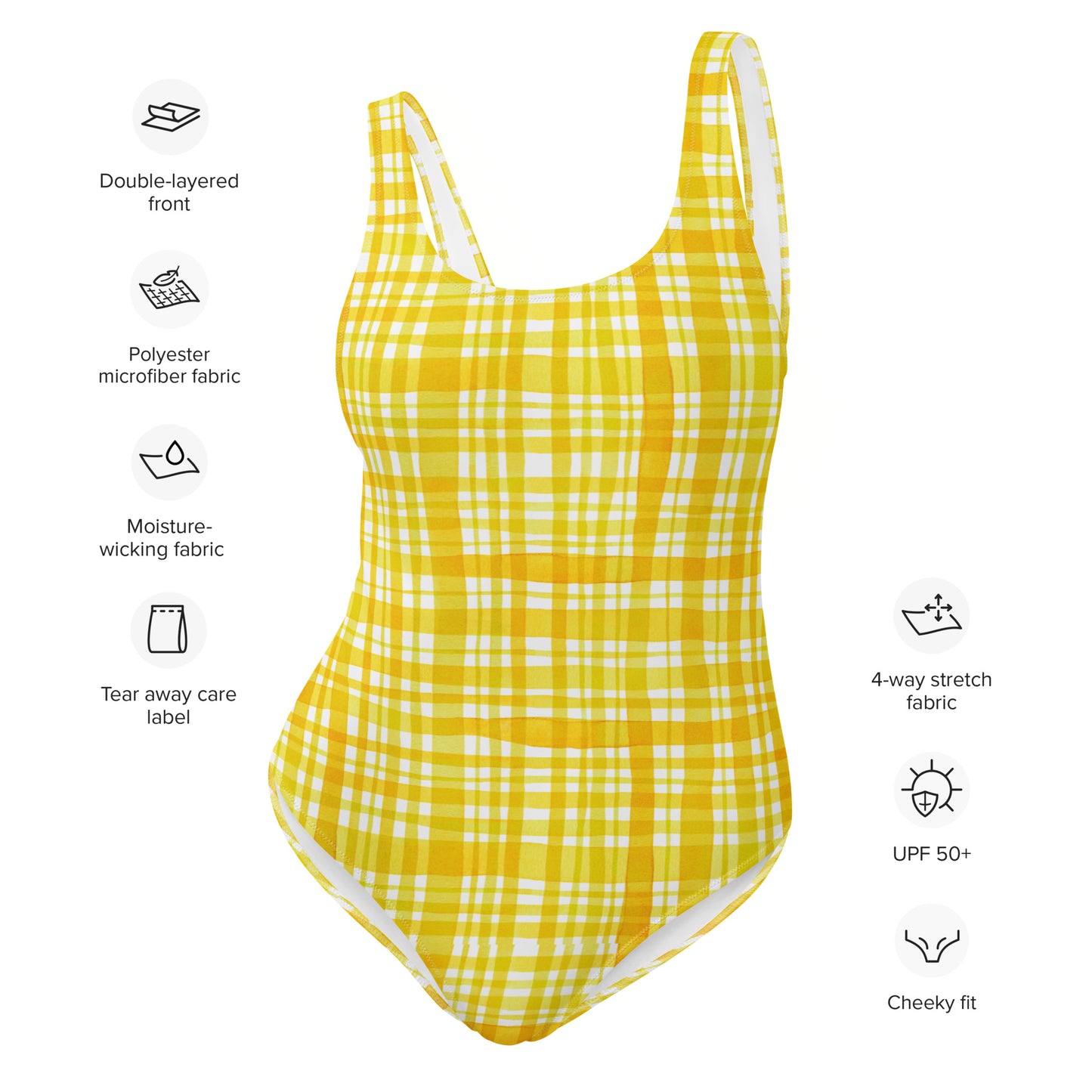 Yellow Gingham One-Piece Swimsuit