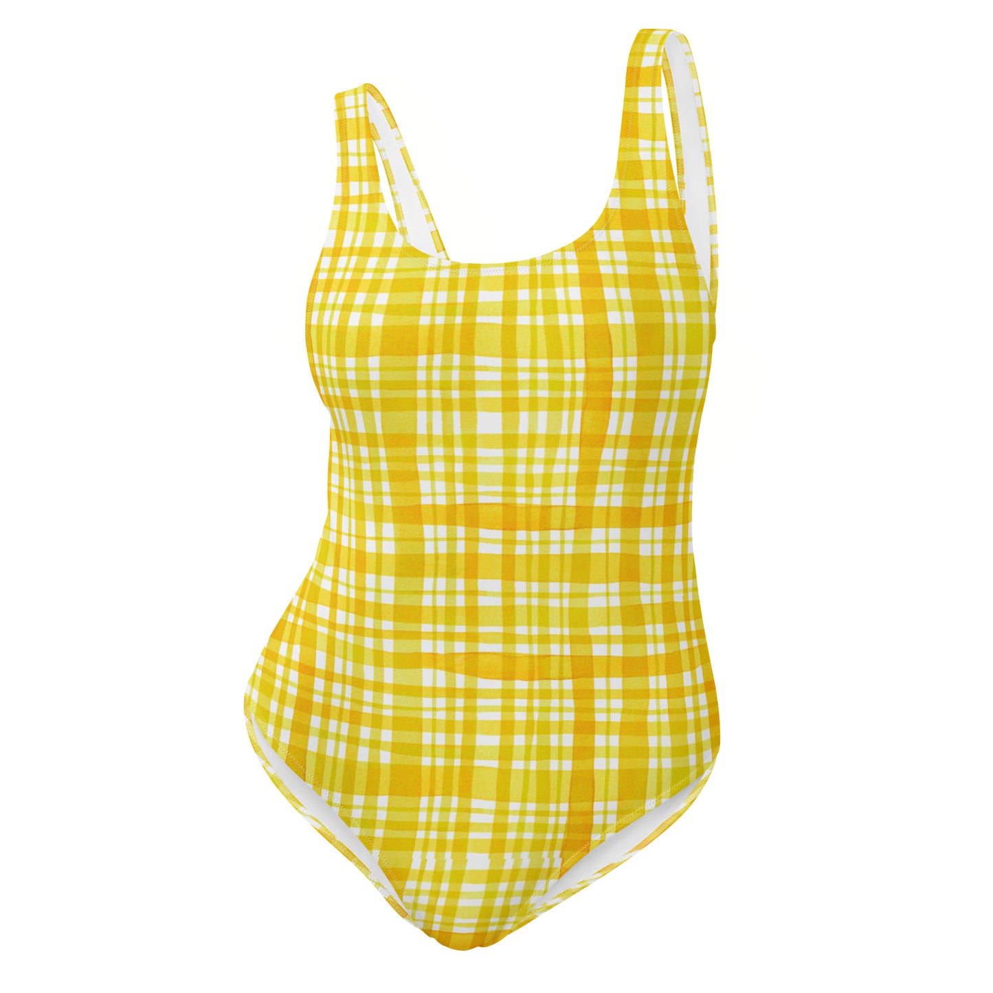 Yellow Gingham One-Piece Swimsuit