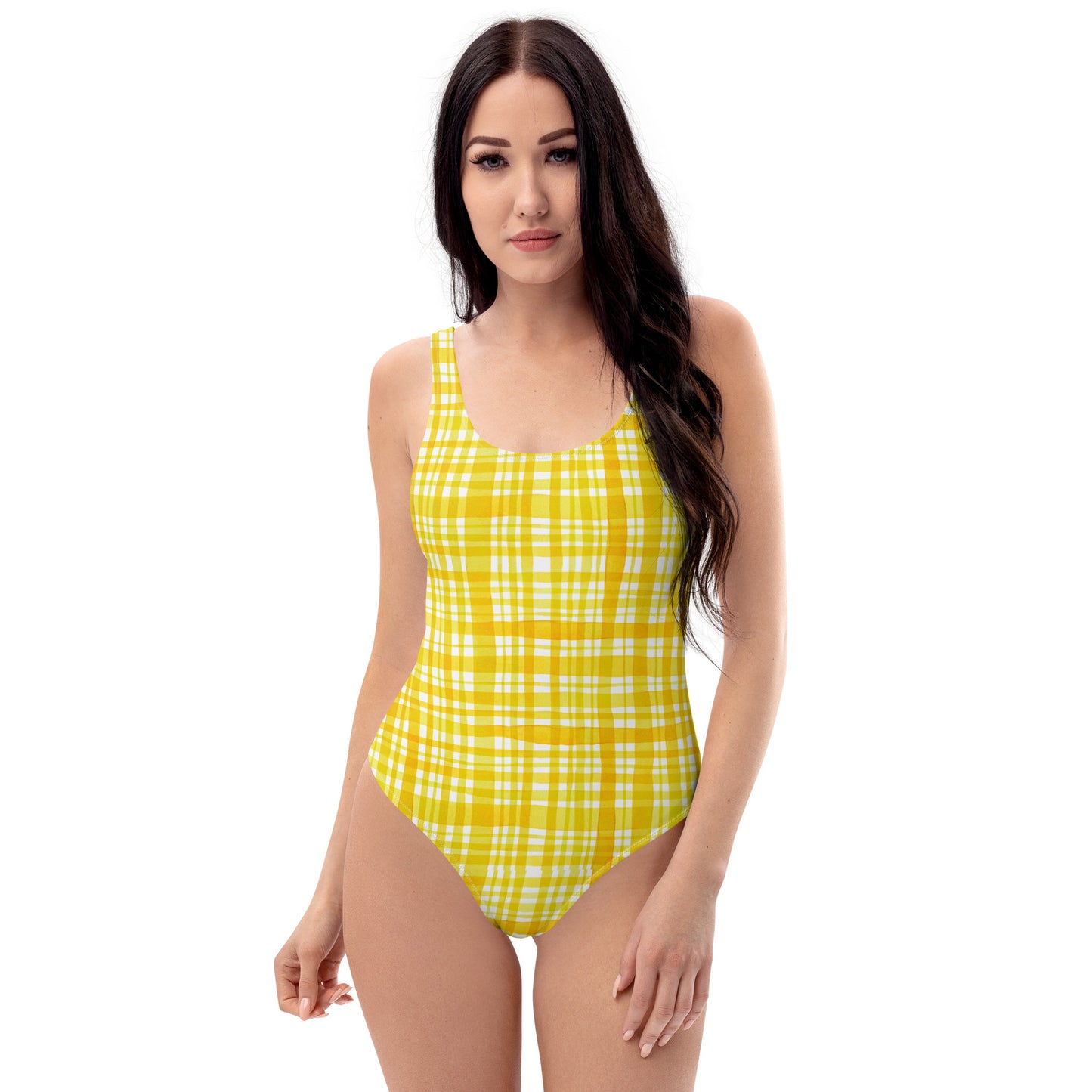 Yellow Gingham One-Piece Swimsuit