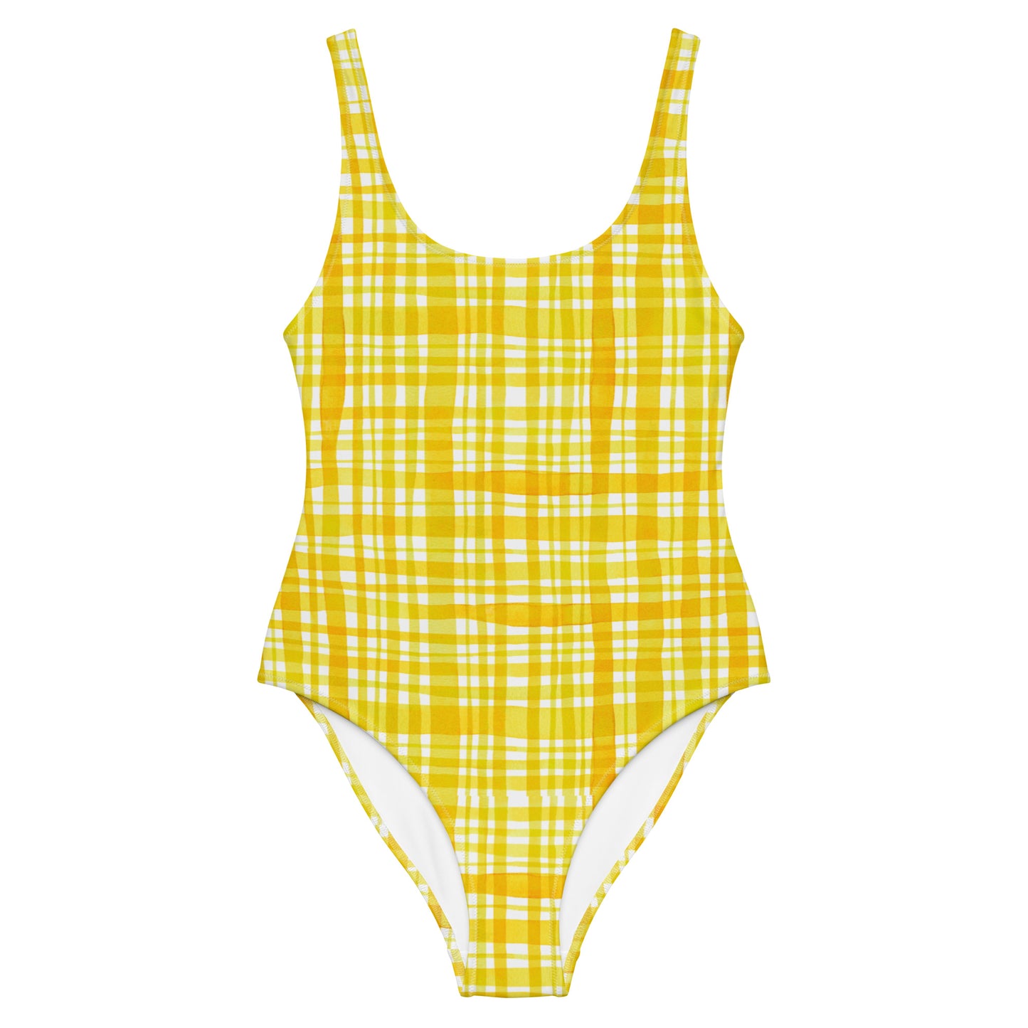 Yellow Gingham One-Piece Swimsuit