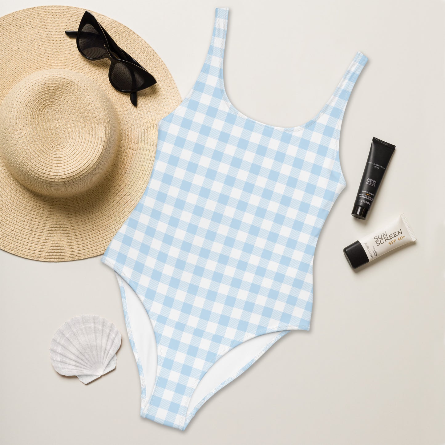 Light Blue One-Piece Swimsuit