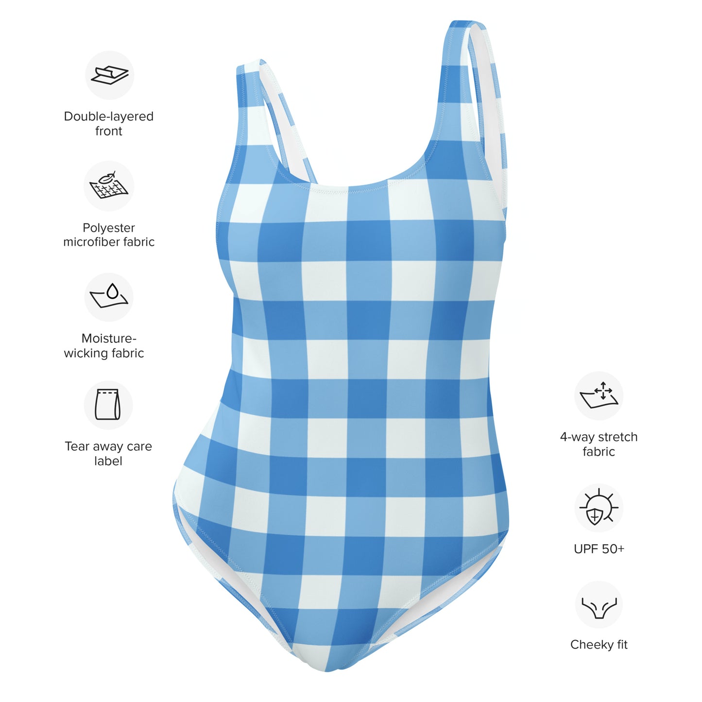 Blue Gingham One-Piece Swimsuit